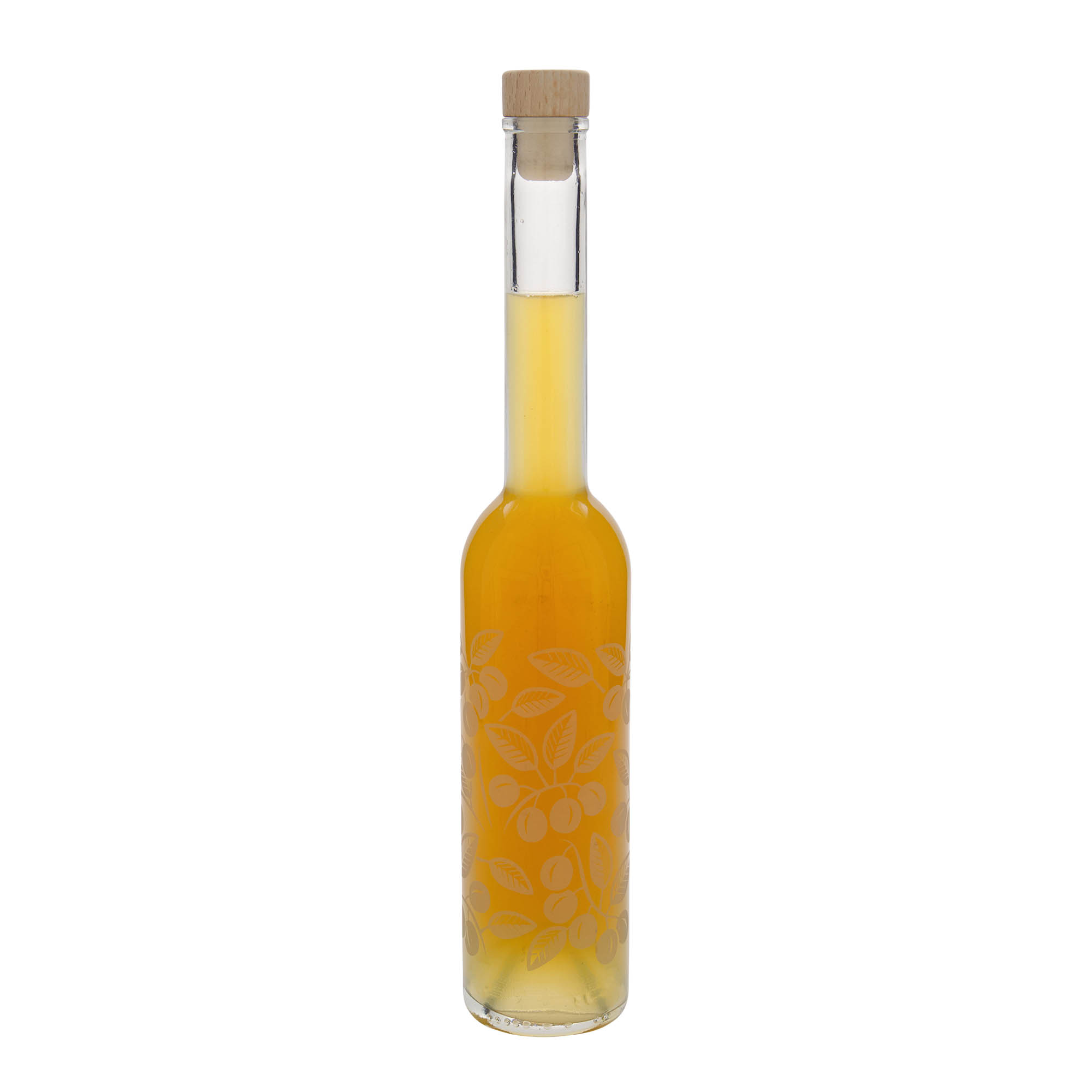Bouteille en verre 350 ml 'Opera', motif : mirabelles, bouchage: bouchon