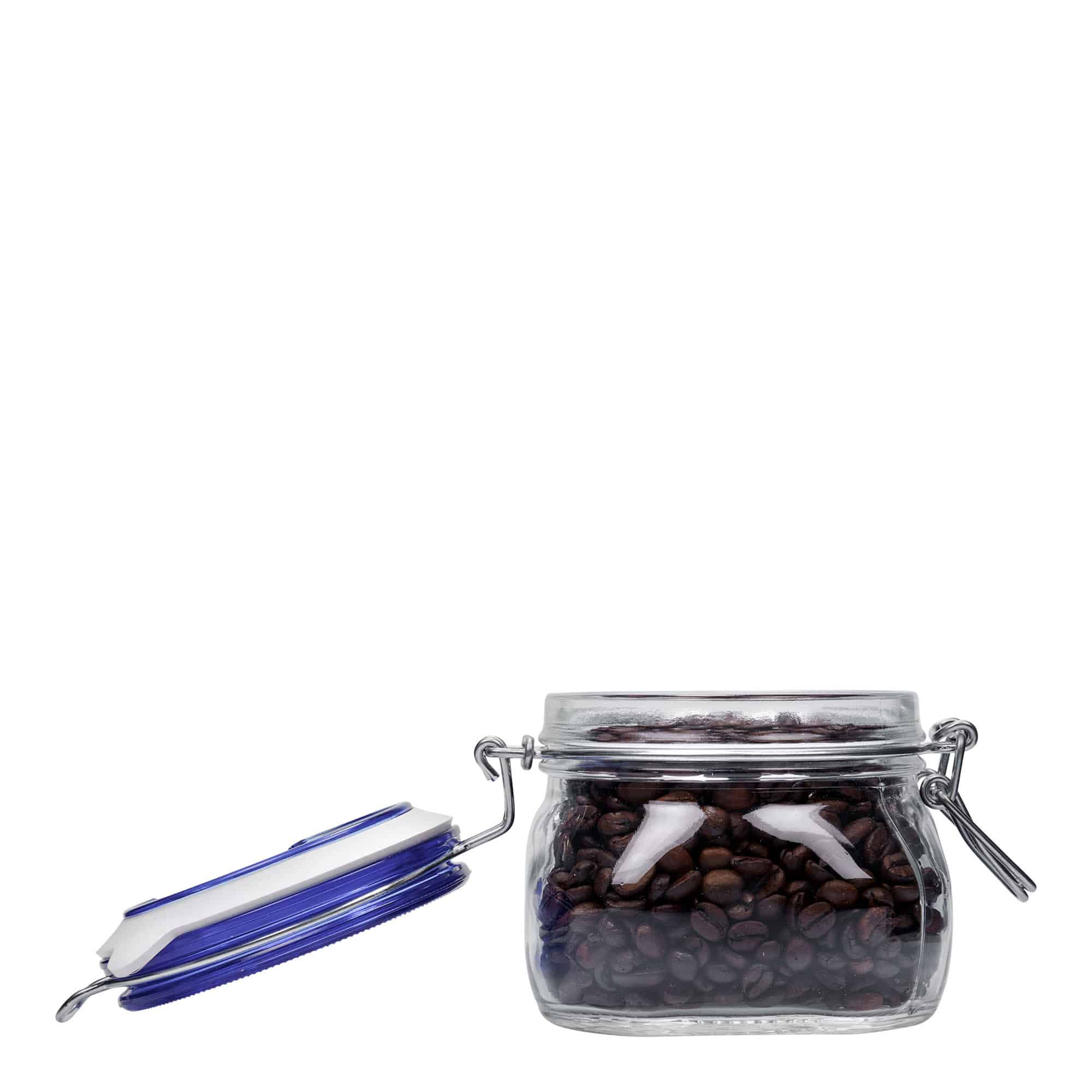 Bocal à fermeture mécanique 500 ml 'Fido' Blue Top, carré, bouchage: bouchon mécanique