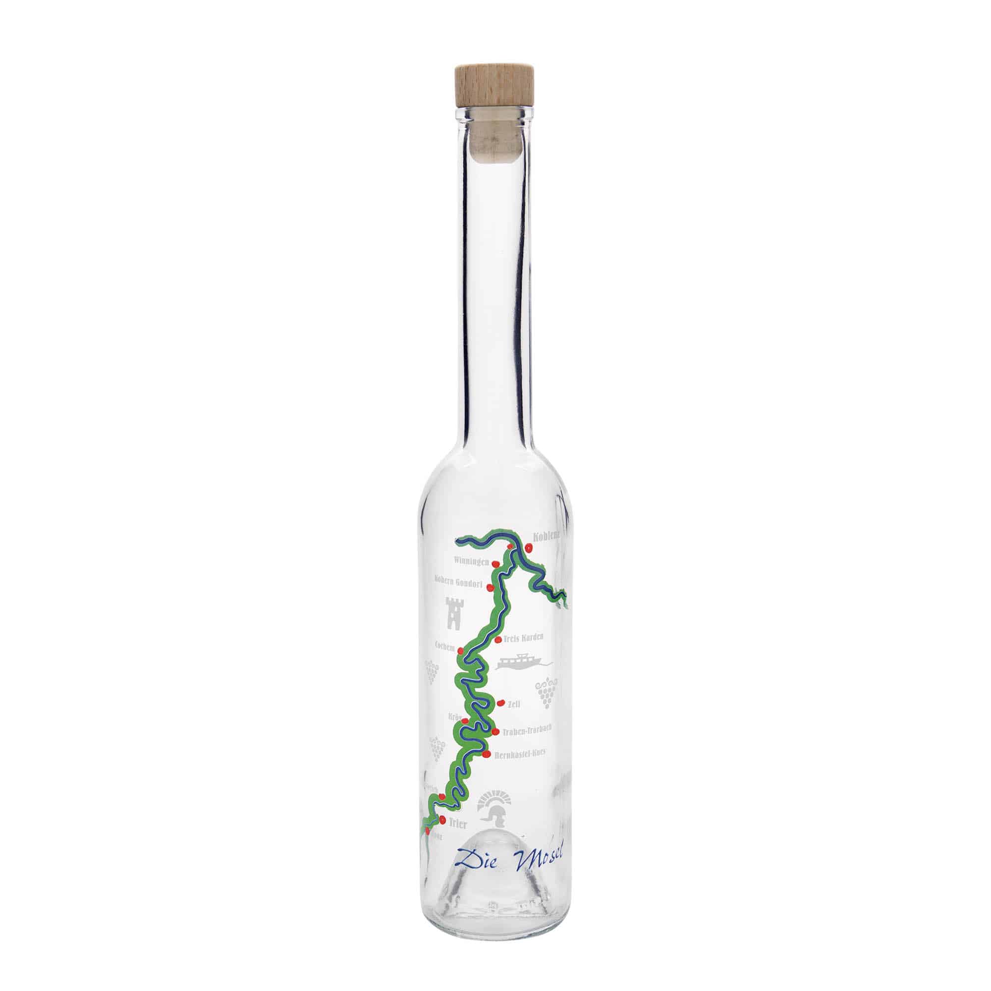Glazen fles 'Opera', 350 ml, motief: Moezel, monding: kurk