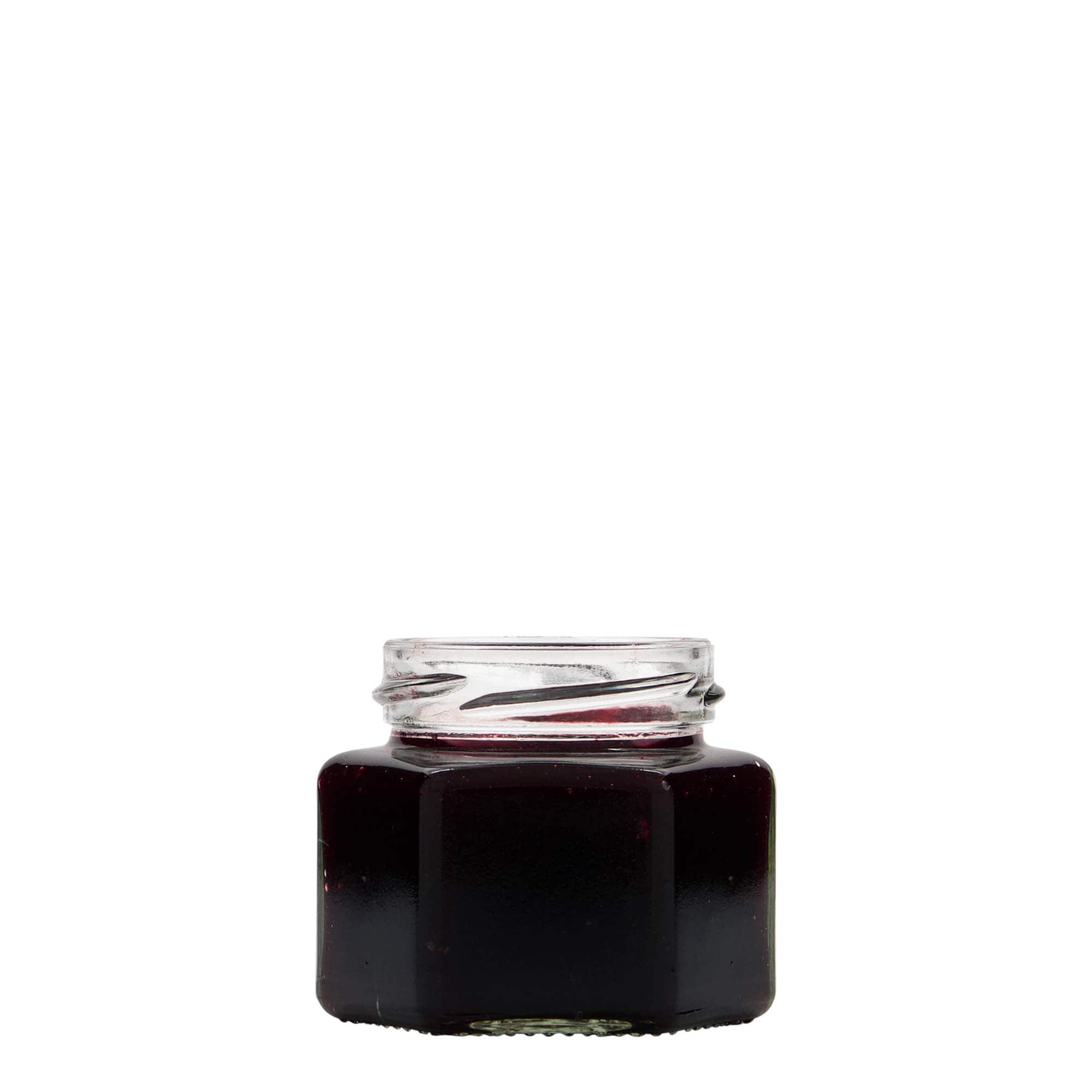 Bocal hexagonal 106 ml, bouchage: Twist-Off (TO 53) Bocal hexagonal 106 ml, bouchage: Twist-Off (TO 53)
