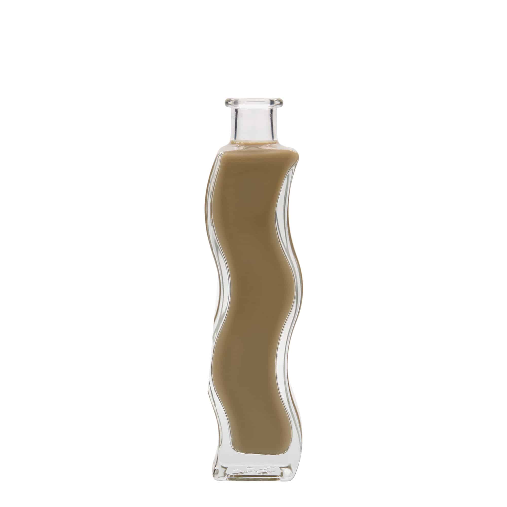 Bouteille en verre 200 ml « Vague », carrée, bouchage: bouchon