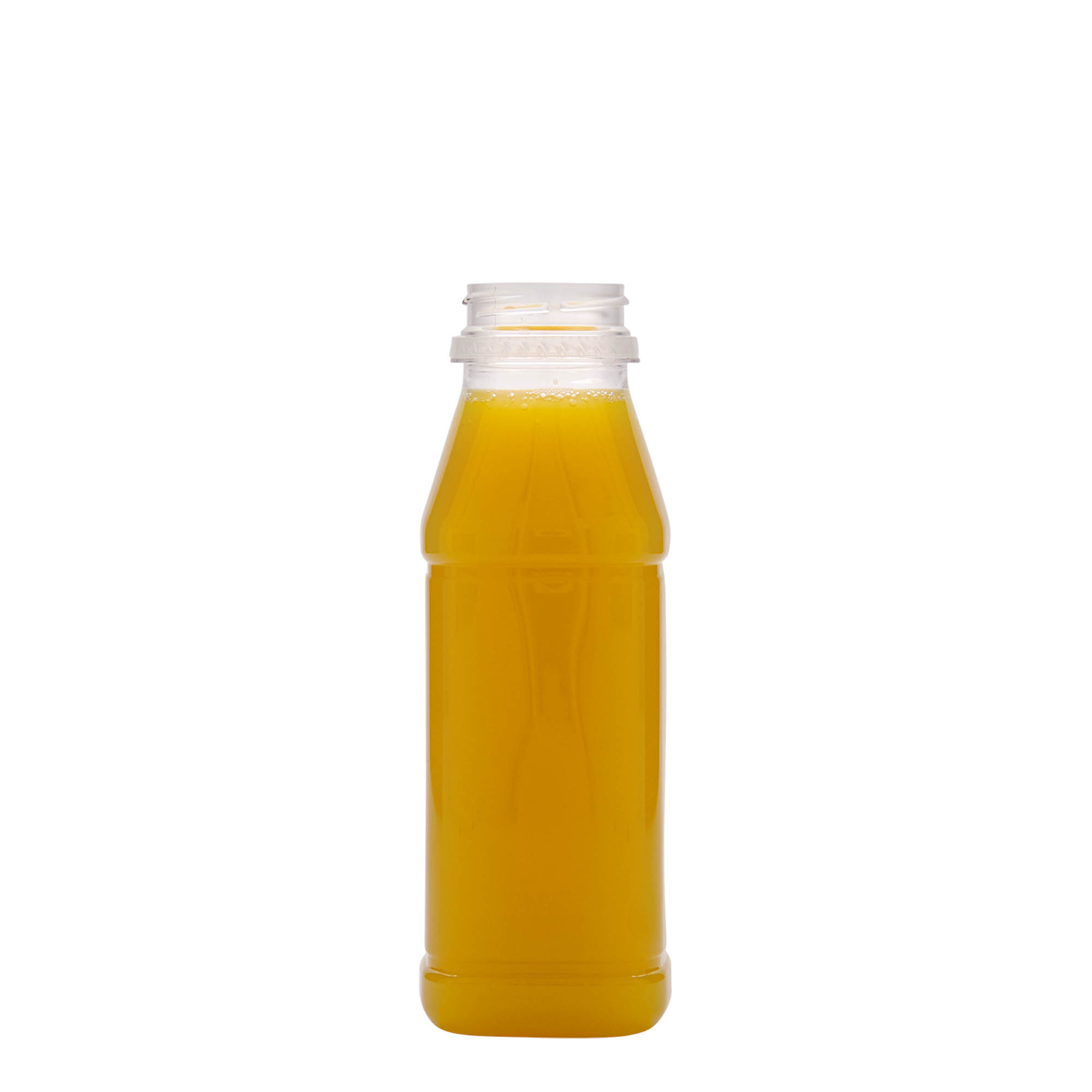 Bouteille en PET 330 ml « Milk and Juice Carré », carrée, plastique, bouchage: 38 mm