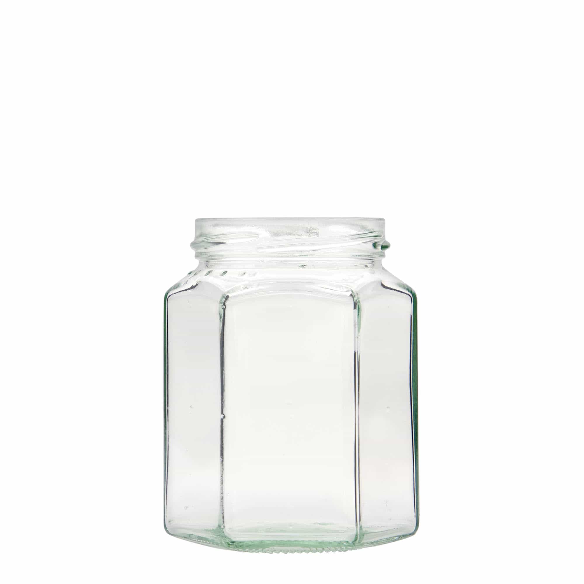 Hexagonale pot, 288 ml, monding: twist-off (TO 63) Hexagonale pot, 288 ml, monding: twist-off (TO 63)