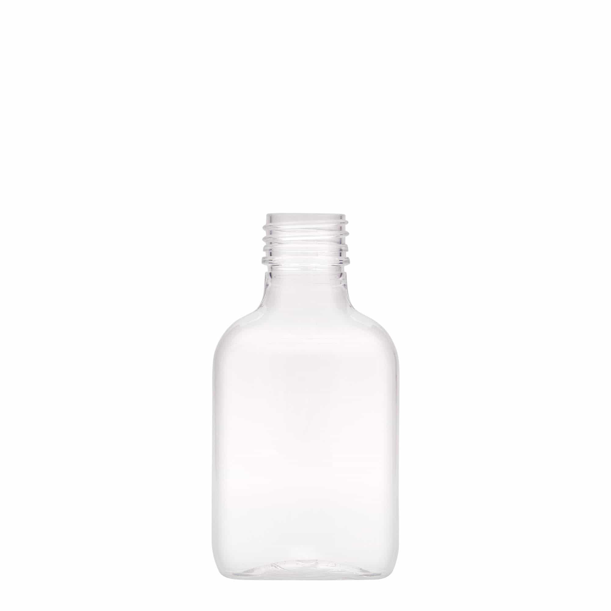 Zakflacon, 100 ml, ovaal, pet, monding: PP 28 Zakflacon, 100 ml, ovaal, pet, monding: PP 28