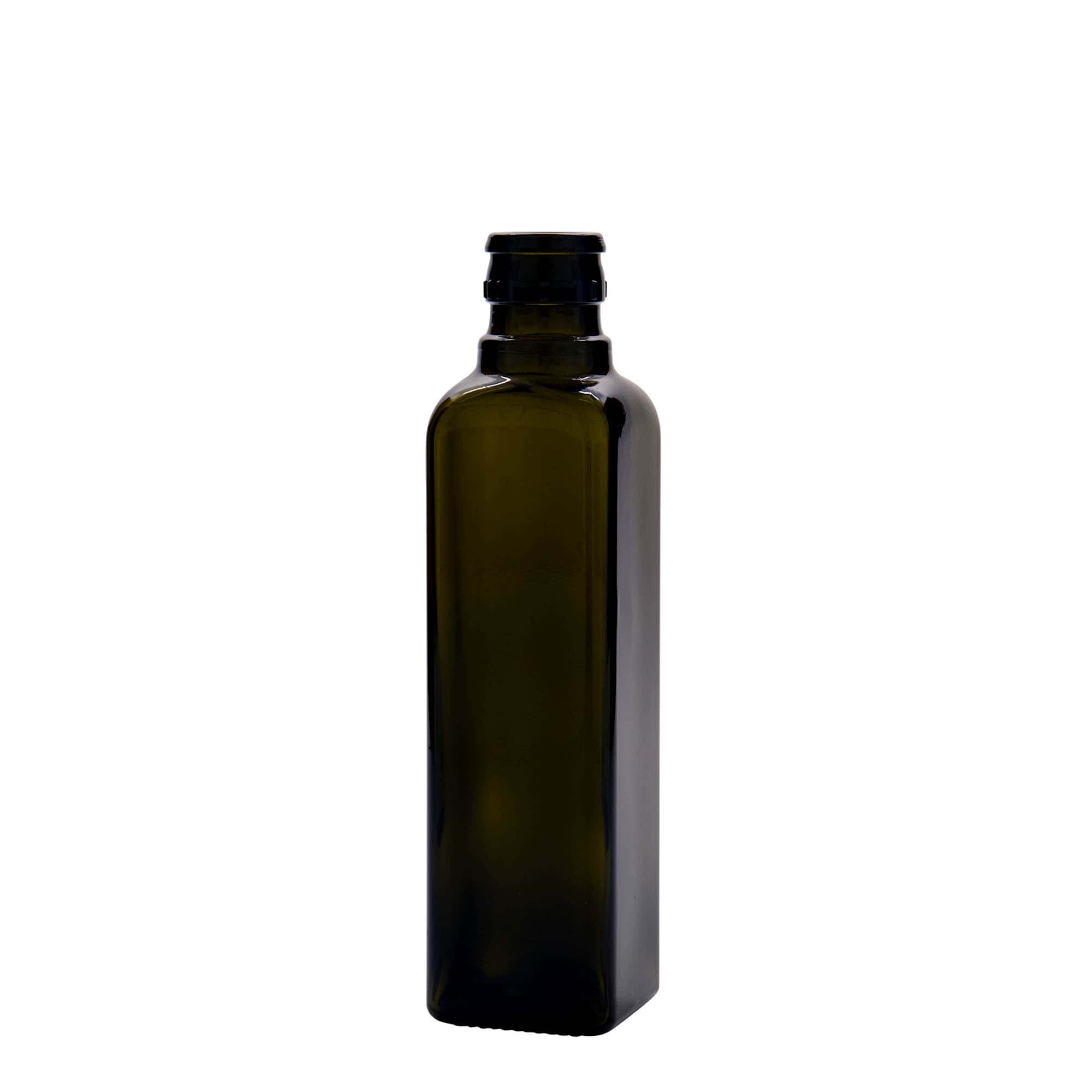 Azijn-/oliefles 'Quadra', 250 ml, glas, vierkant, antiekgroen, monding: DOP
