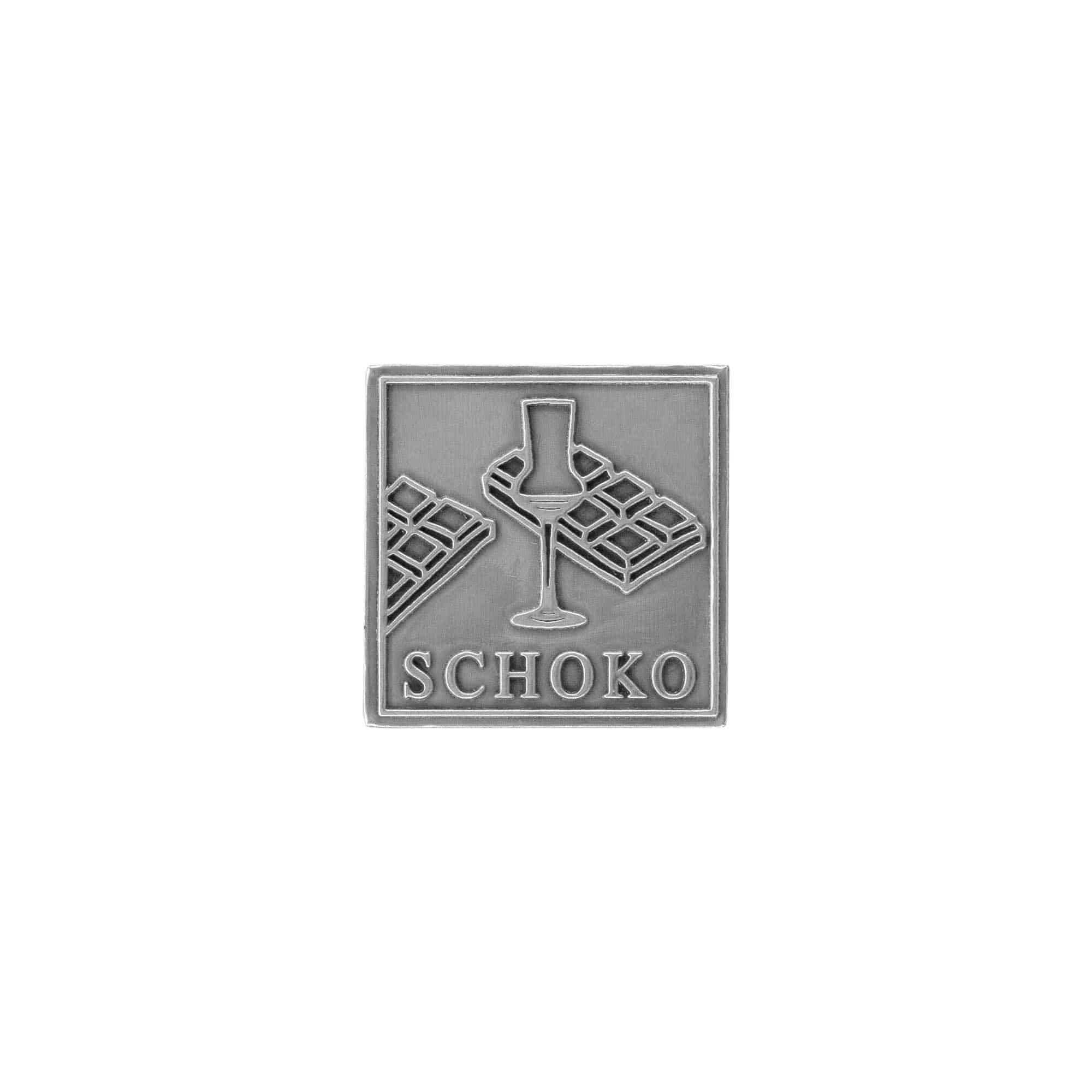 Tinnen etiket 'Choco', vierkant, metaal, zilver