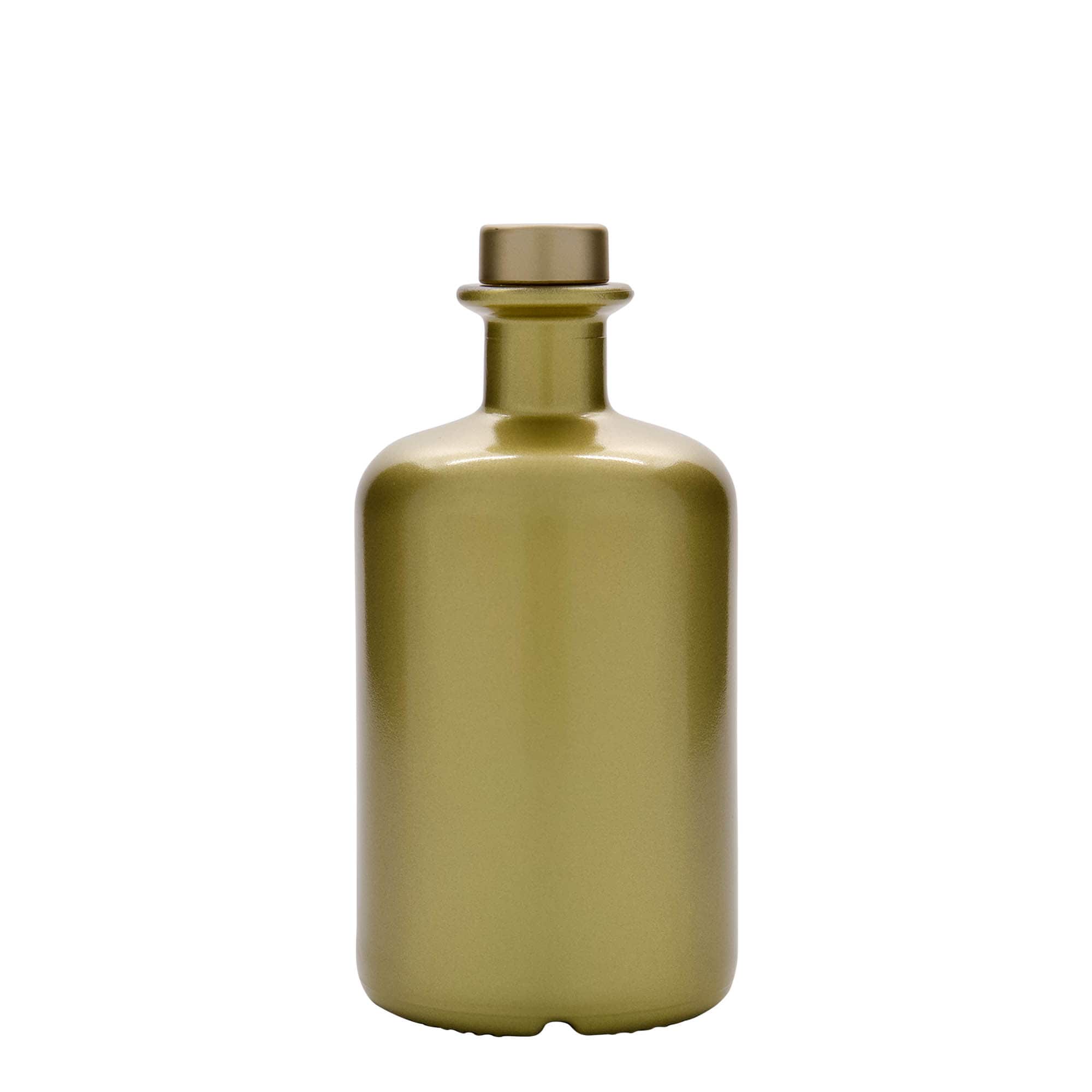 Bouteille en verre apothicaire 500 ml, dorée, bouchage: bouchon