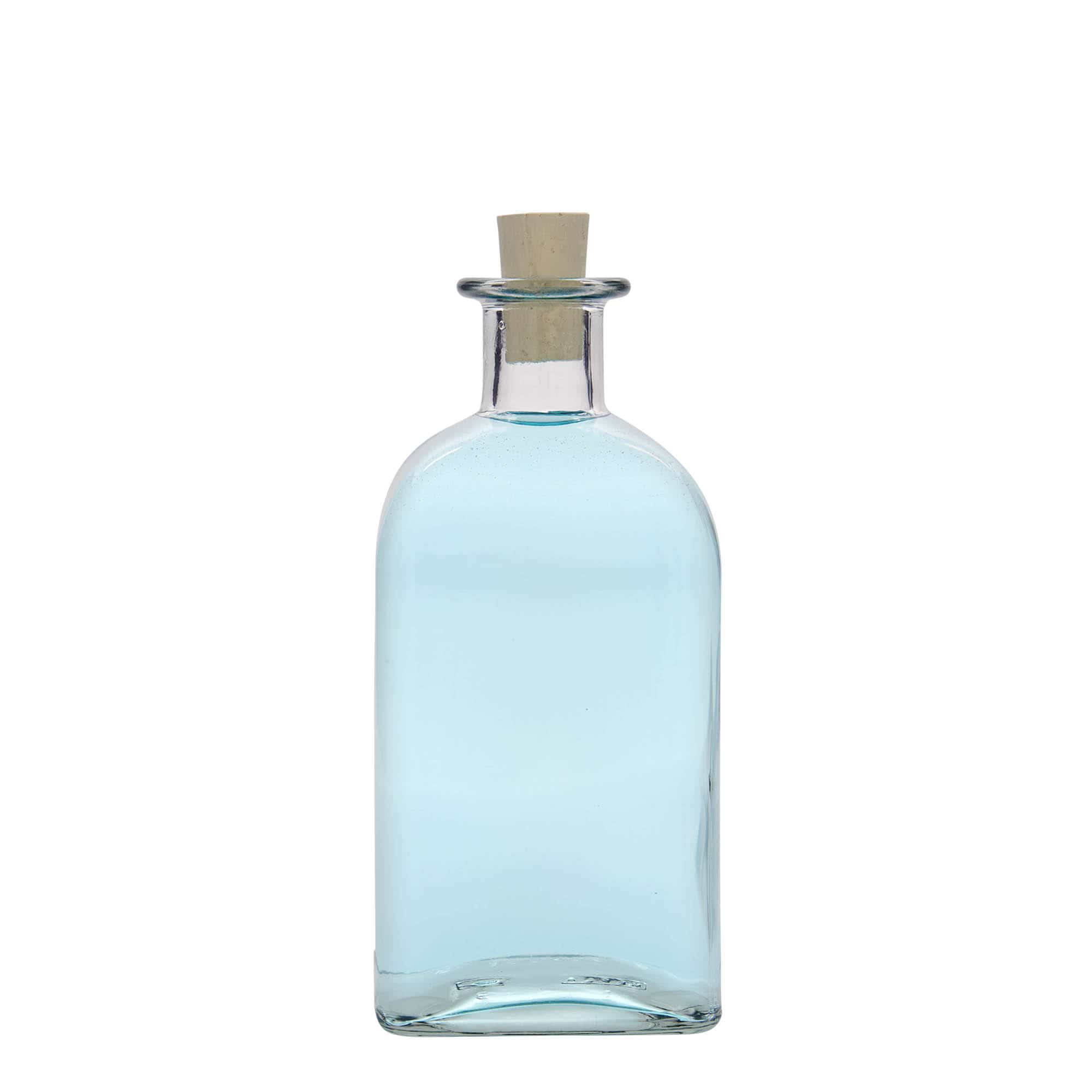 Glazen fles Apotheker carré, 500 ml, vierkant, monding: kurk