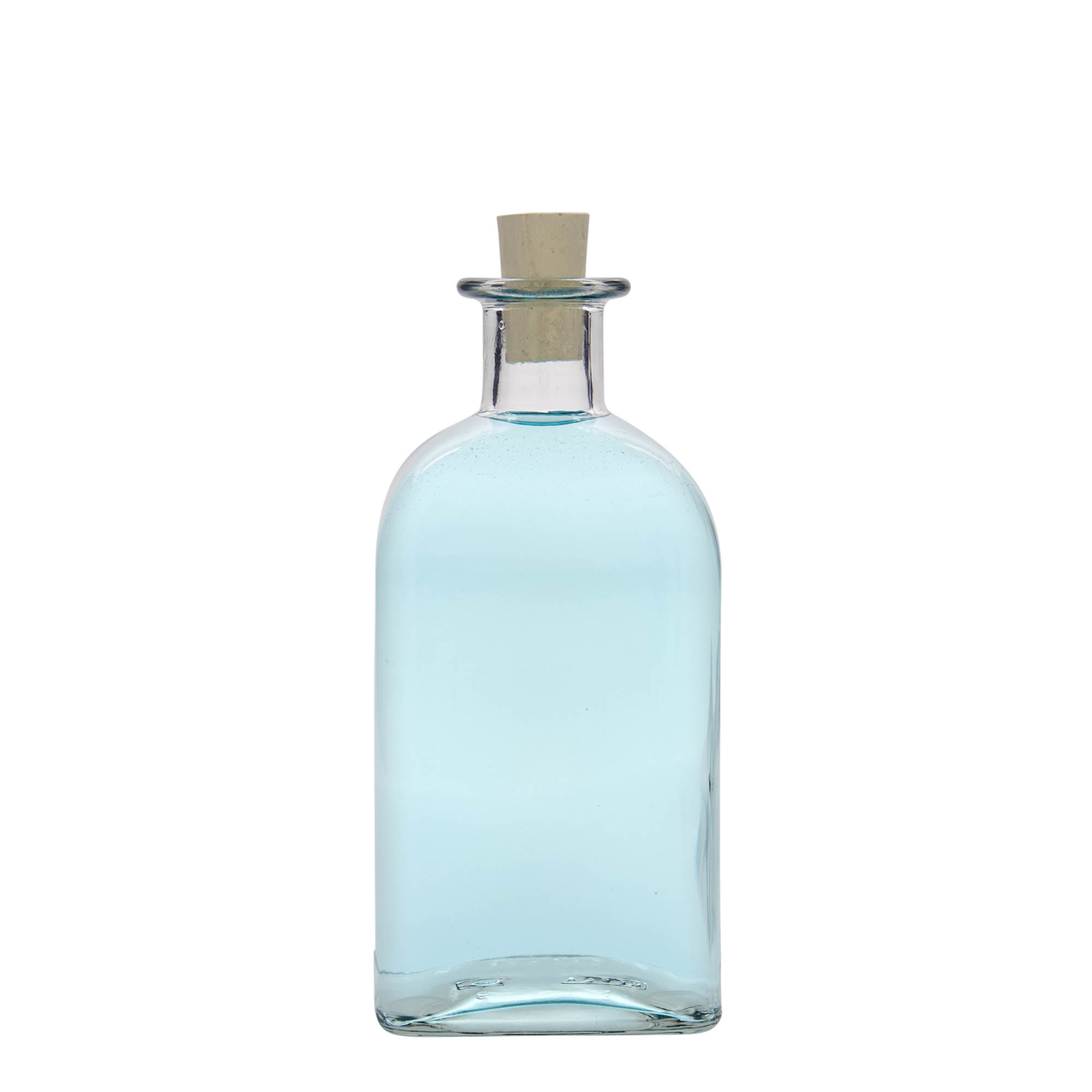 Glazen fles Apotheker carré, 500 ml, vierkant, monding: kurk