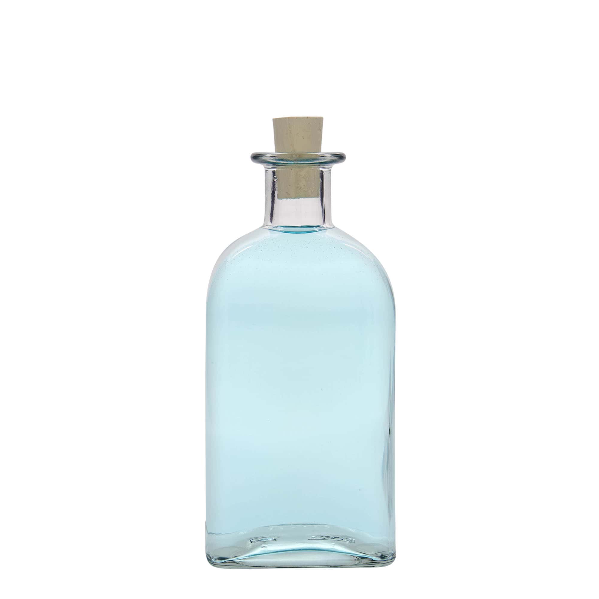 Glazen fles Apotheker carré, 500 ml, vierkant, monding: kurk