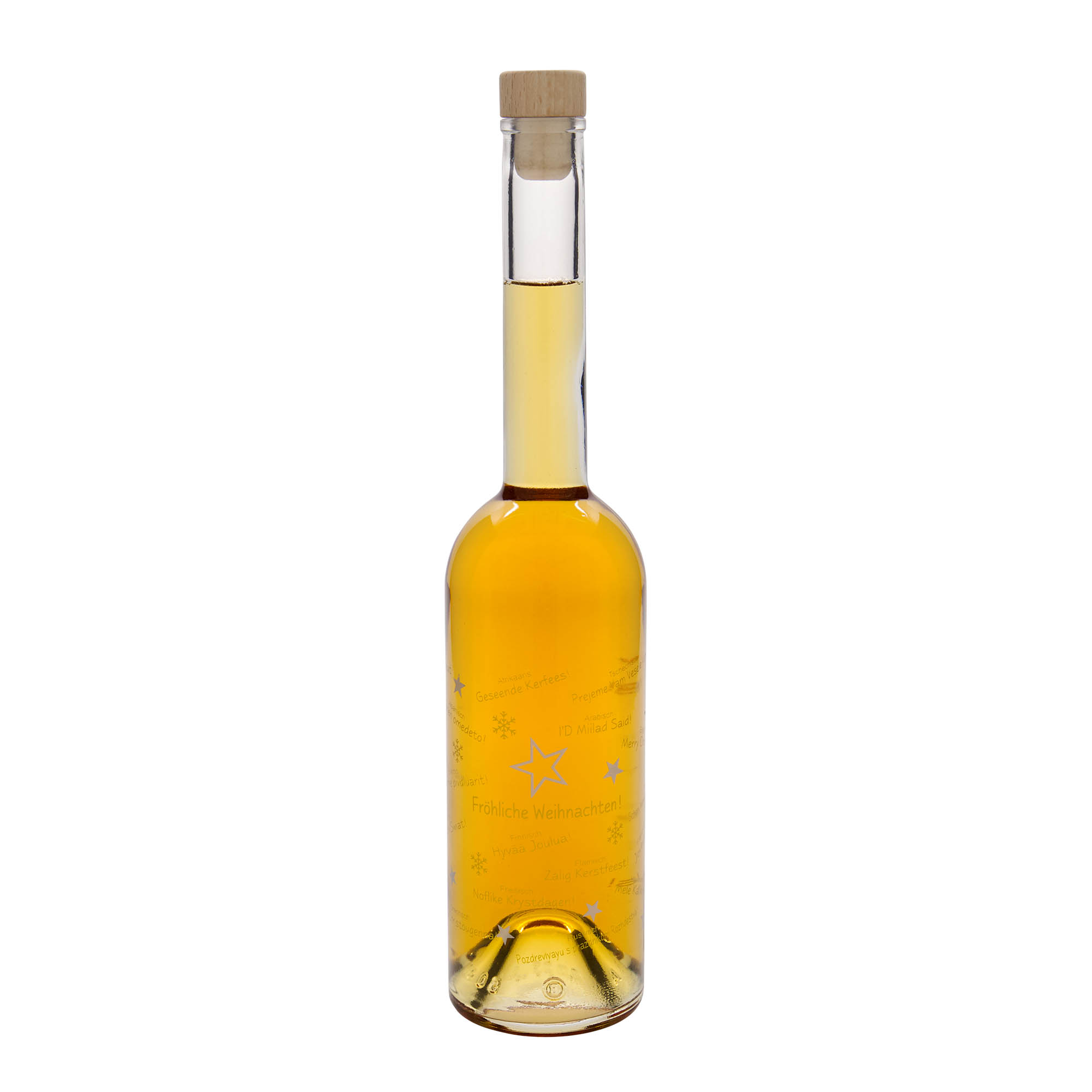 Glazen fles 'Opera', 500 ml, motief: Kerst wereldwijd, monding: kurk Glazen fles 'Opera', 500 ml, motief: Kerst wereldwijd, monding: kurk