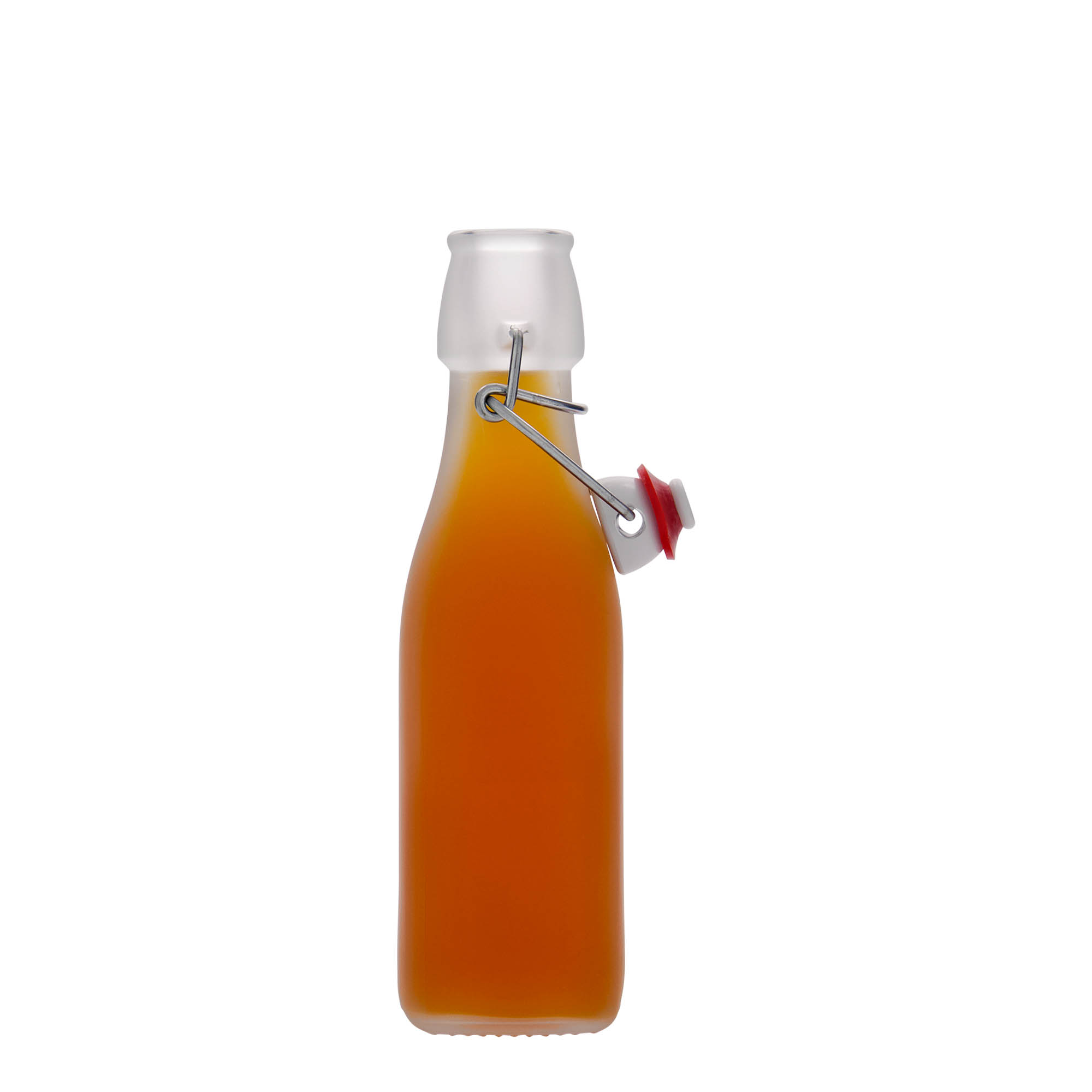 Bouteille en verre 250 ml « Swing », carrée, blanche, bouchage: bouchon mécanique