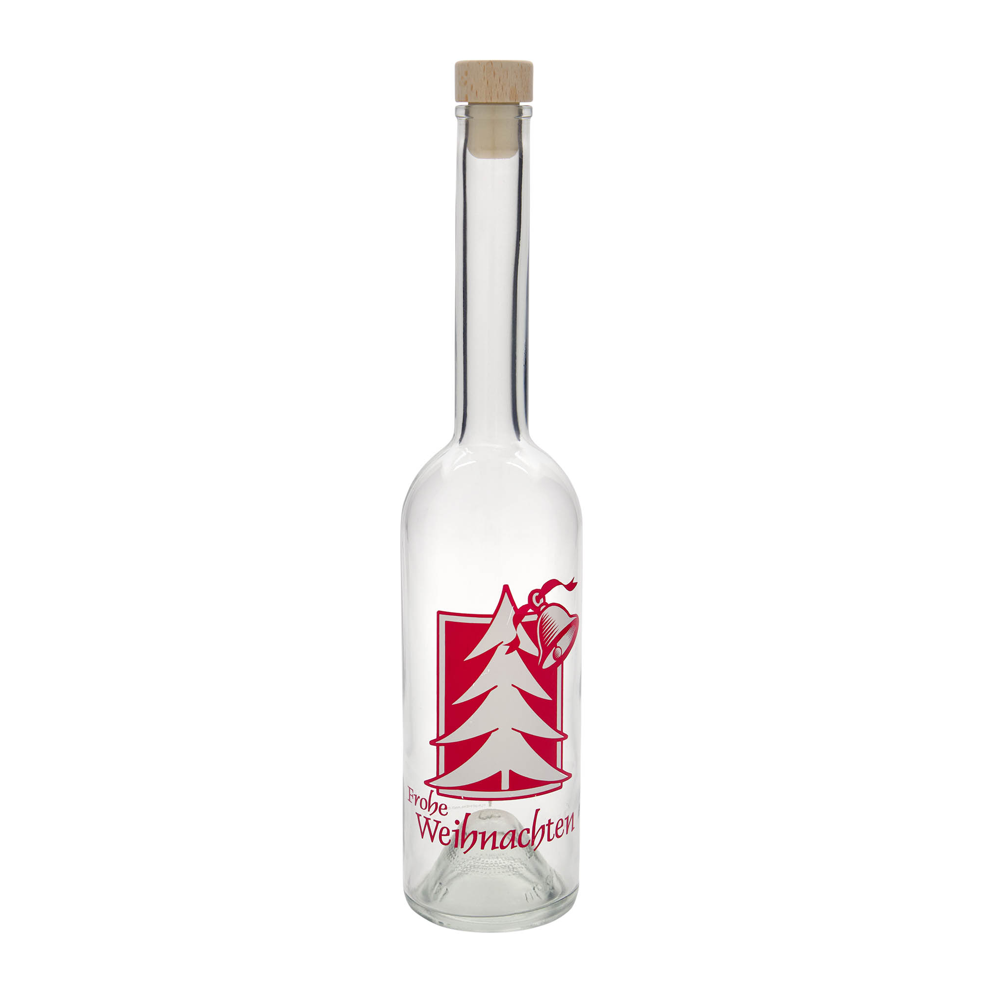 Bouteille en verre 500 ml 'Opera', motif : vœux de Noël, bouchage: bouchon Bouteille en verre 500 ml 'Opera', motif : vœux de Noël, bouchage: bouchon
