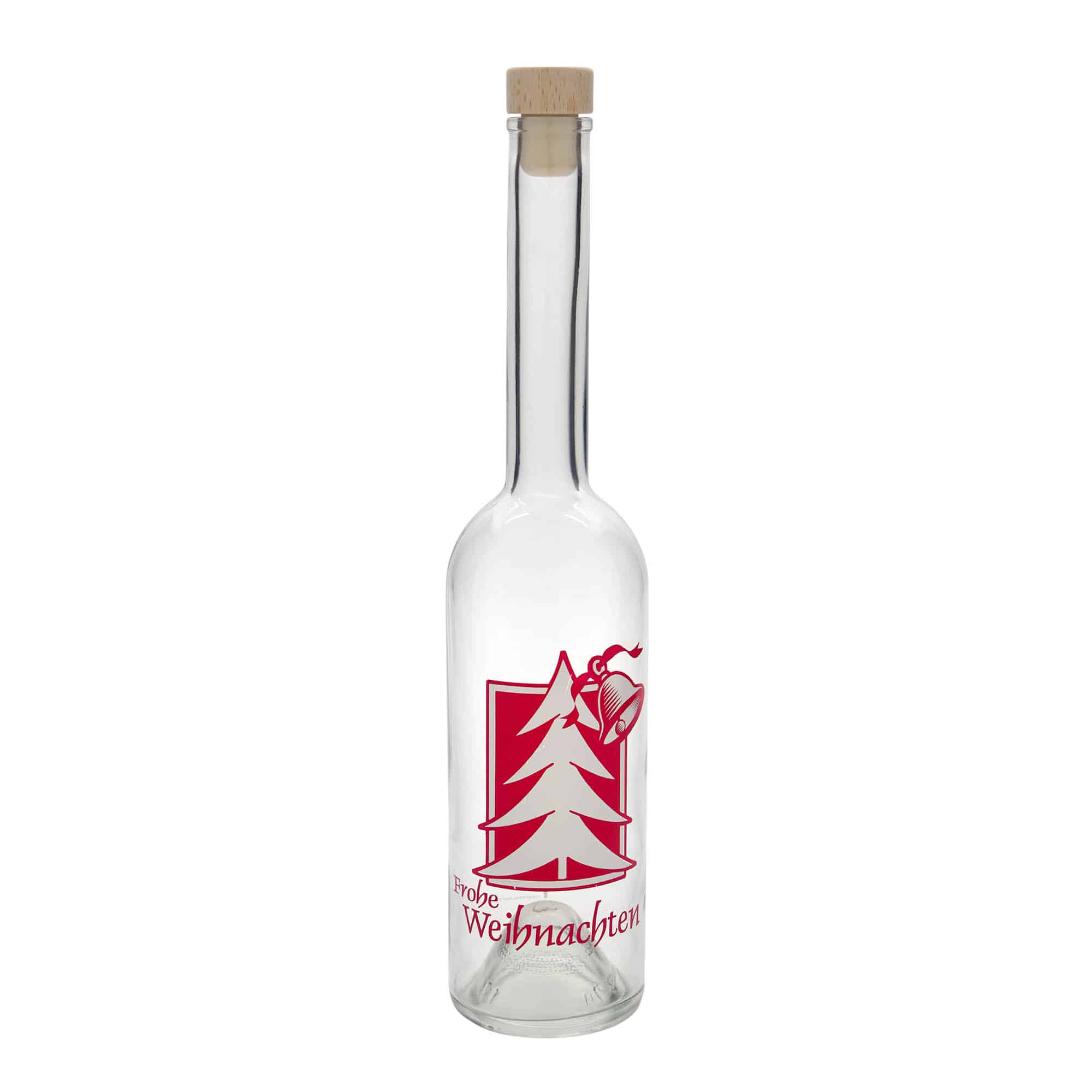 Glazen fles 'Opera', 500 ml, motief: Kerstgroet, monding: kurk