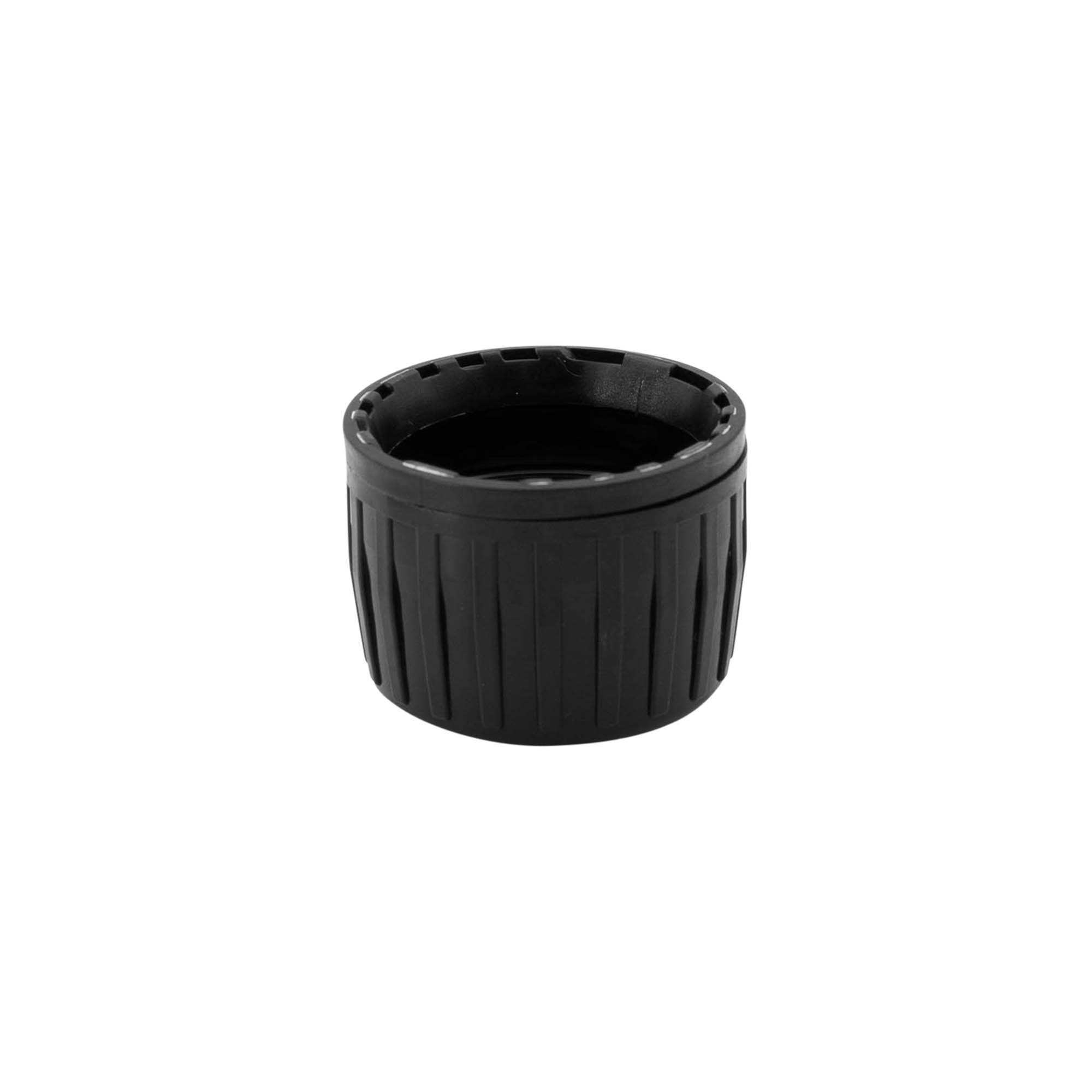 Bougage à vis avec fermeture garantie, plastique PP, noir, pour bouchage: PP 28 Bougage à vis avec fermeture garantie, plastique PP, noir, pour bouchage: PP 28
