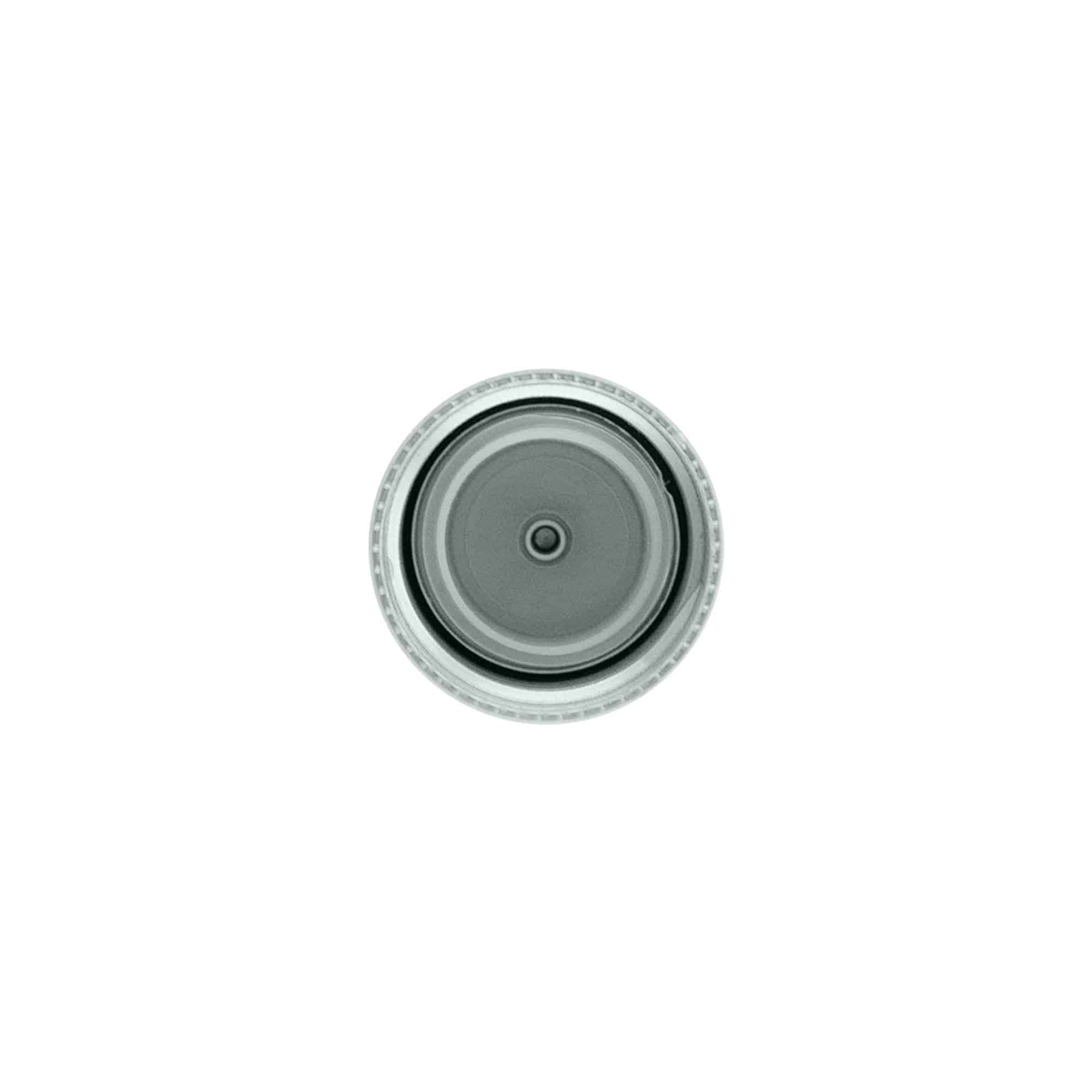 Bougage à vis avec insert de pulvérisation, plastique PP, argenté, pour bouchage: 24/410