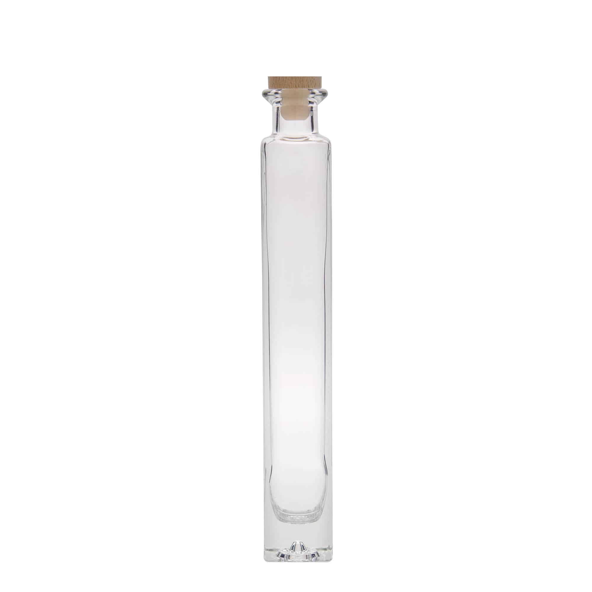 Glazen fles 'Tommy', 200 ml, vierkant, monding: kurk
