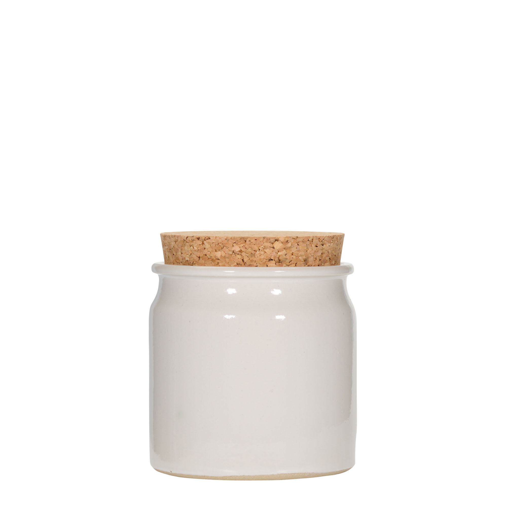 Steengoed pot, 160 ml, keramiek, wit, monding: kurk