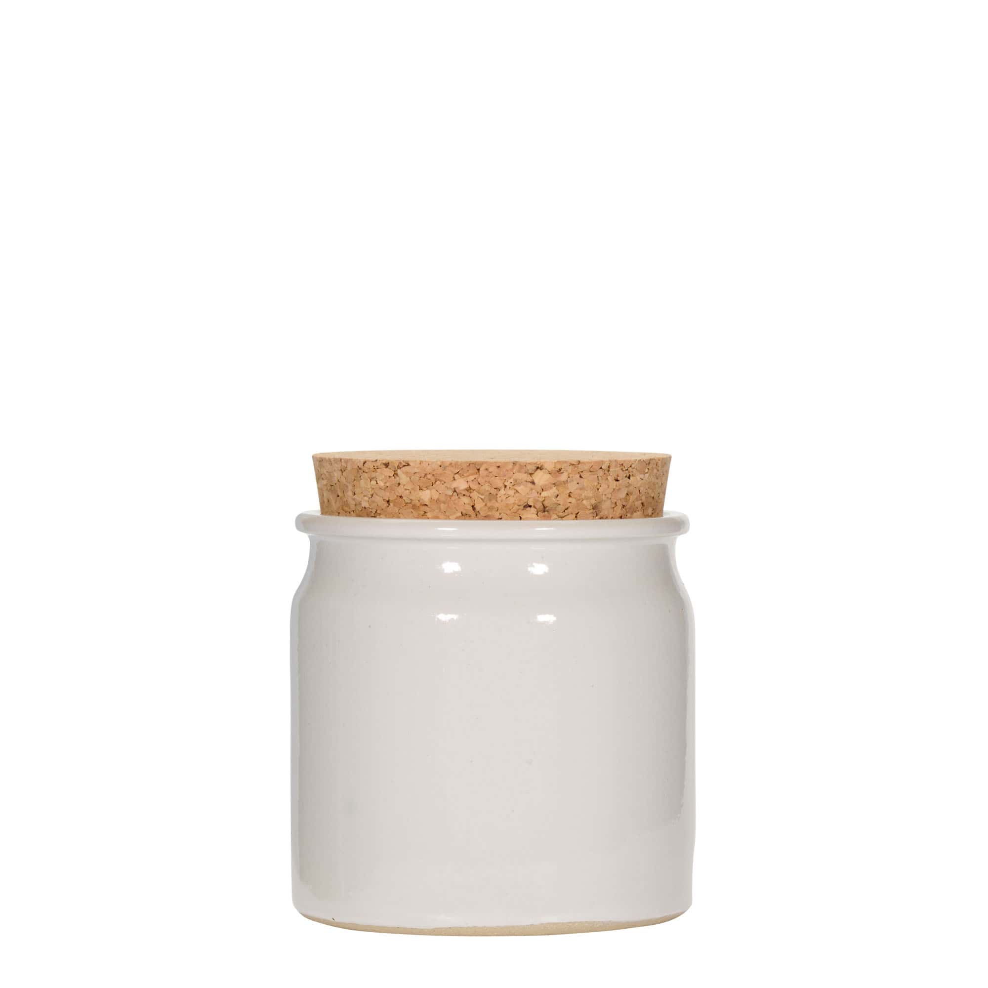 Steengoed pot, 160 ml, keramiek, wit, monding: kurk