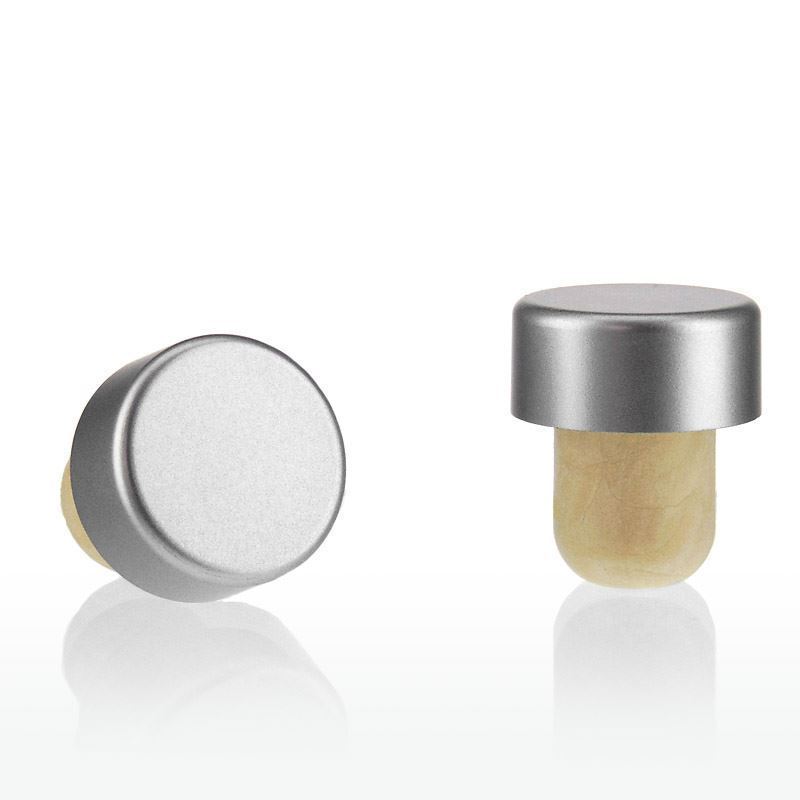 Bouchon à poignée 19 mm, plastique, argenté, pour bouchage: bouchon Bouchon à poignée 19 mm, plastique, argenté, pour bouchage: bouchon