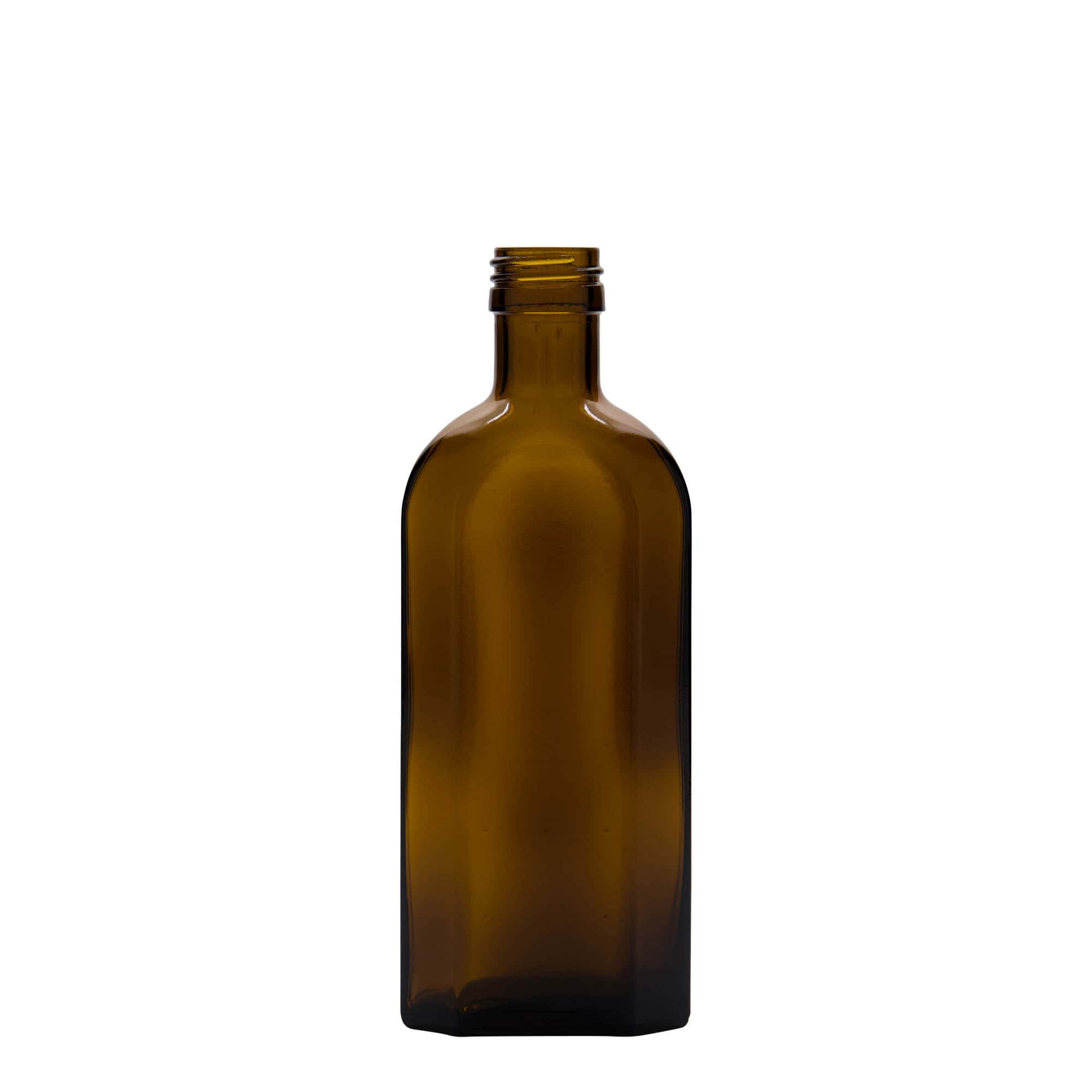 Medicijnfles Meplat, 250 ml, ovaal, glas, bruin, monding: PP 28