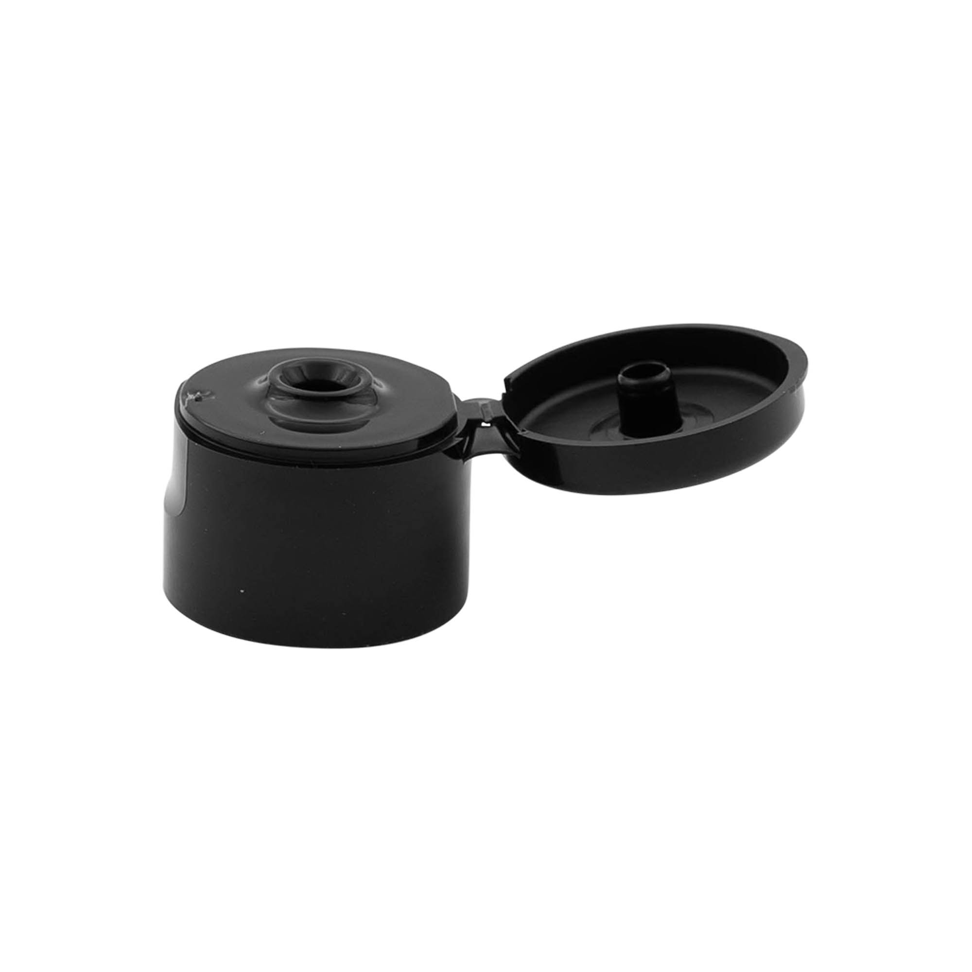 Bougage à vis à charnière rabattable, plastique PP, noir, pour bouchage: 24/410 Bougage à vis à charnière rabattable, plastique PP, noir, pour bouchage: 24/410