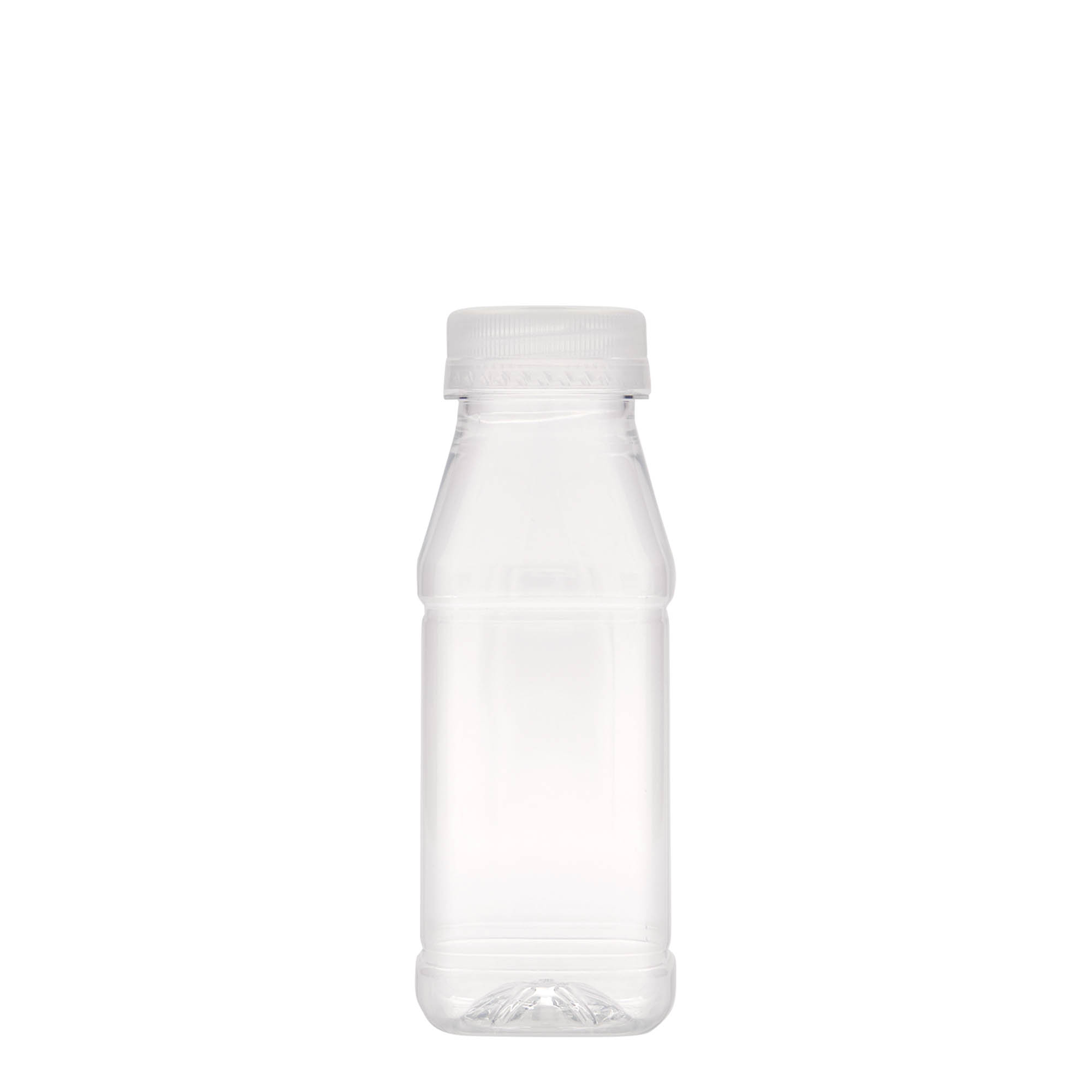 Bouteille en PET 250 ml 'Milk and Juice Carré', carrée, plastique, bouchage: 38 mm Bouteille en PET 250 ml 'Milk and Juice Carré', carrée, plastique, bouchage: 38 mm