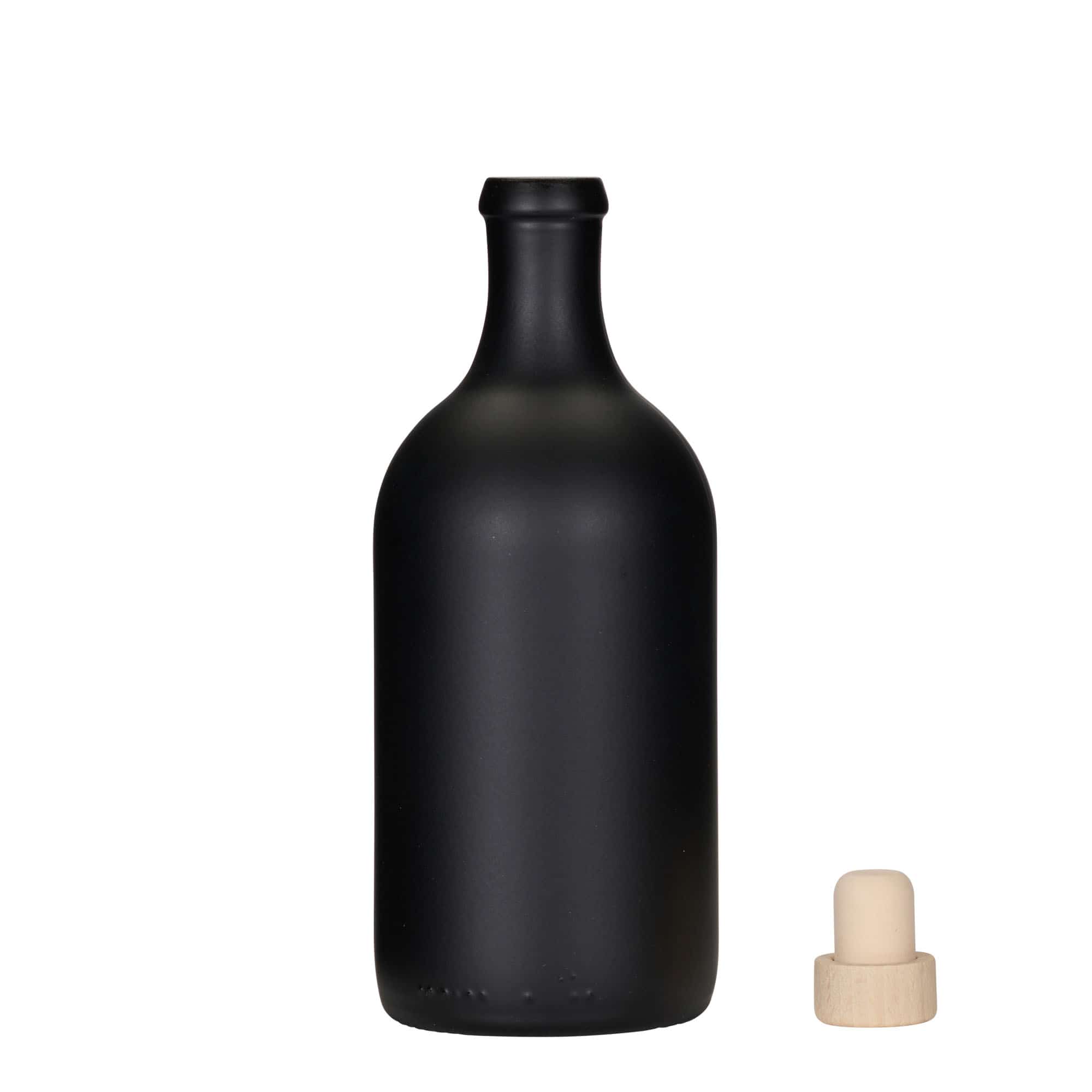 Bouteille en verre 500 ml 'Ginevra Leggera', noire, bouchage: bouchon