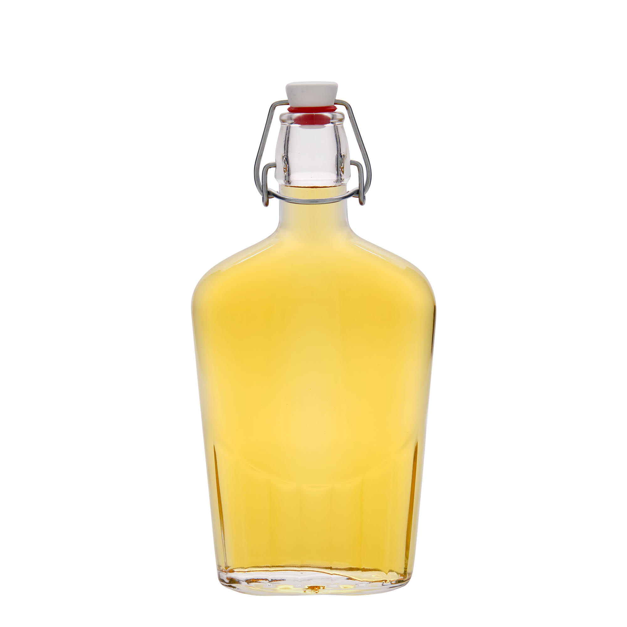 Glazen fles 'Fiaschetta', 500 ml, ovaal, monding: beugelsluiting Glazen fles 'Fiaschetta', 500 ml, ovaal, monding: beugelsluiting