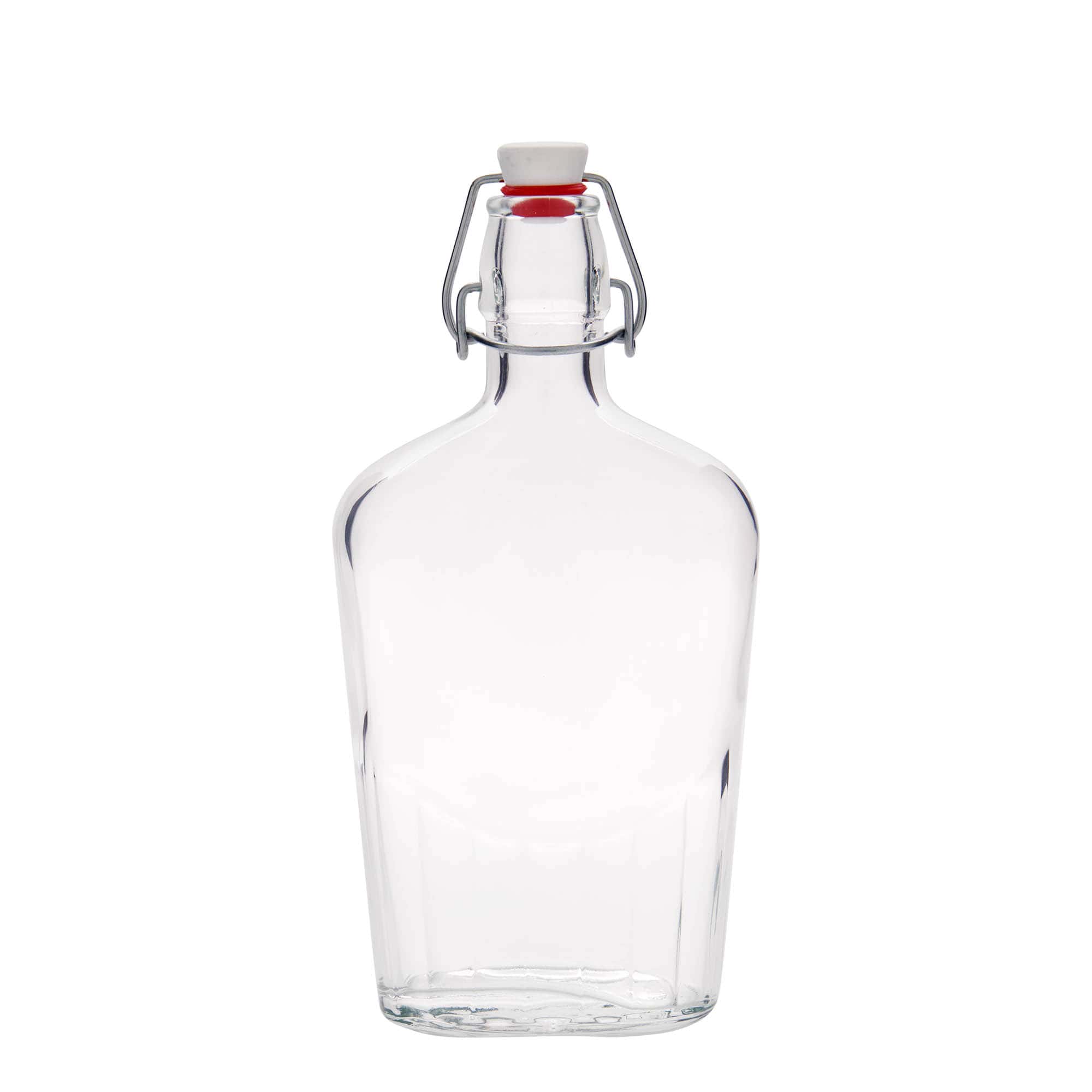 Glazen fles 'Fiaschetta', 500 ml, ovaal, monding: beugelsluiting Glazen fles 'Fiaschetta', 500 ml, ovaal, monding: beugelsluiting