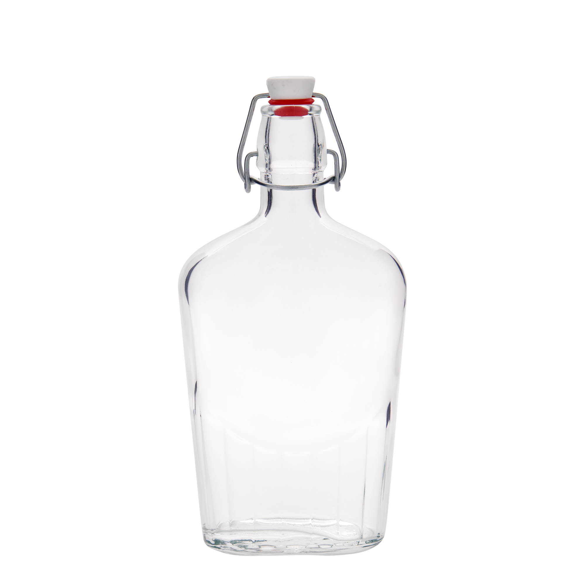 Glazen fles 'Fiaschetta', 500 ml, ovaal, monding: beugelsluiting Glazen fles 'Fiaschetta', 500 ml, ovaal, monding: beugelsluiting
