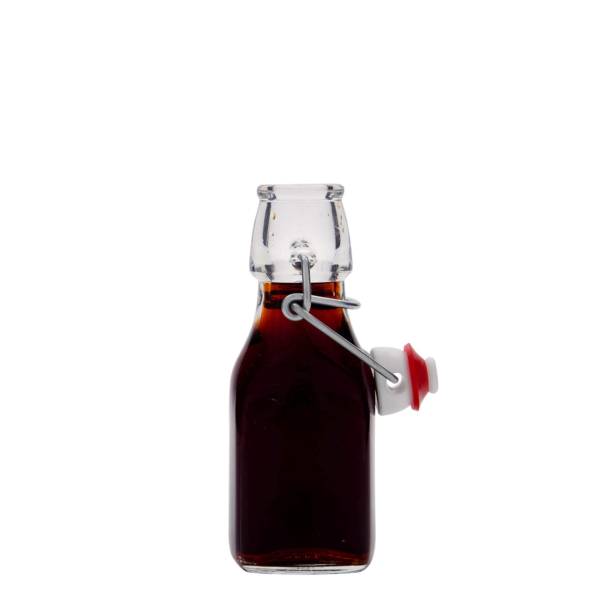 Glazen fles 'Swing', 125 ml, vierkant, monding: beugelsluiting Glazen fles 'Swing', 125 ml, vierkant, monding: beugelsluiting