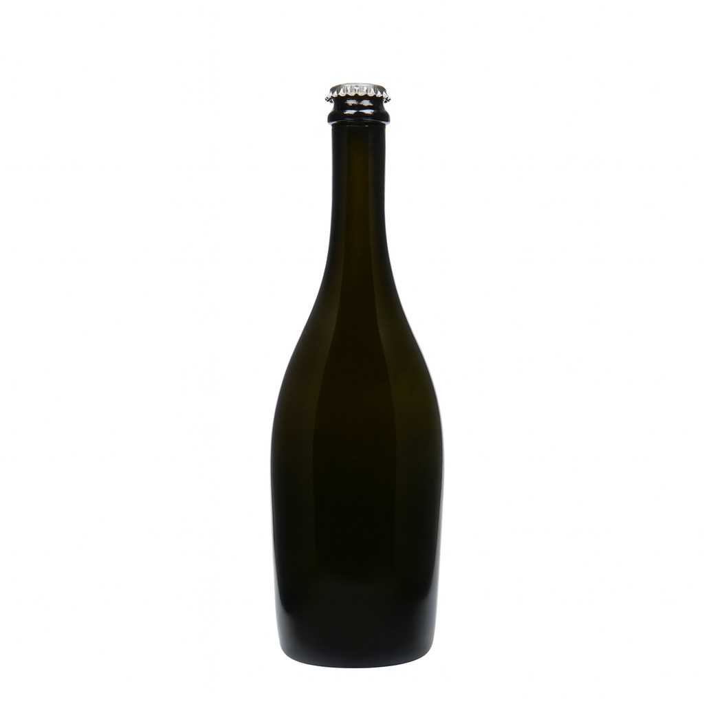 Champagnefles 'Carmen', 750 ml, glas, antiekgroen, monding: kroonkurk