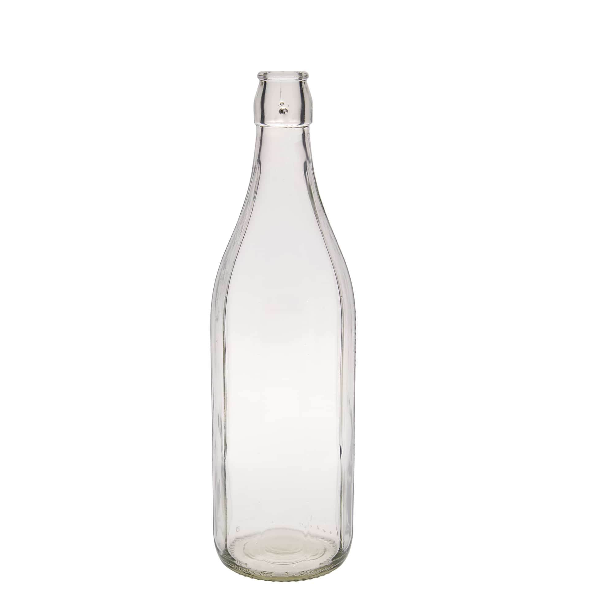 Glazen fles 'Bravo', 1000 ml, tienhoekig, monding: beugelsluiting