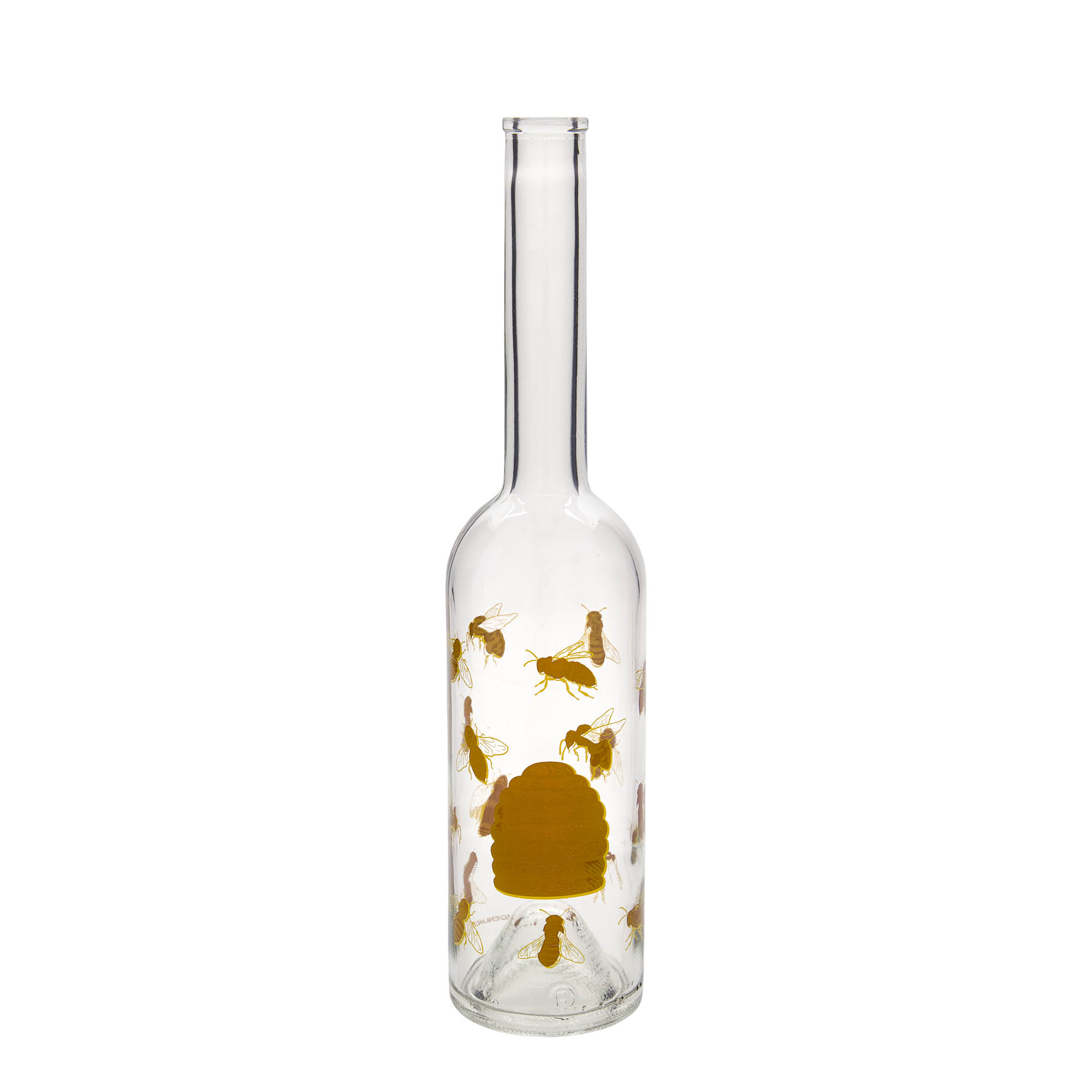 Glazen fles 'Opera', 500 ml, motief: Bijen, monding: kurk Glazen fles 'Opera', 500 ml, motief: Bijen, monding: kurk