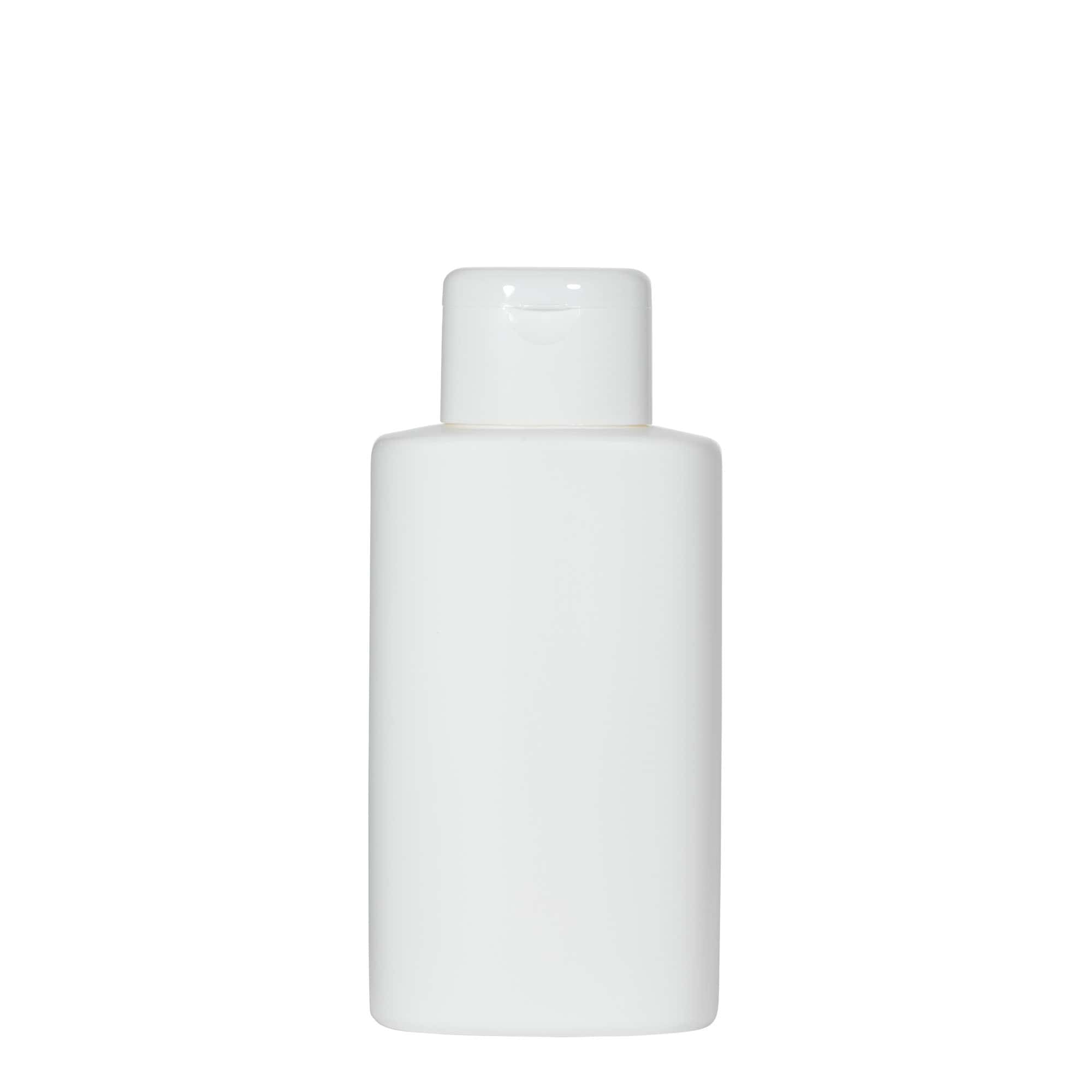 Plastic fles 'Indy', 250 ml, ovaal, HDPE, wit, monding: schroefsluiting