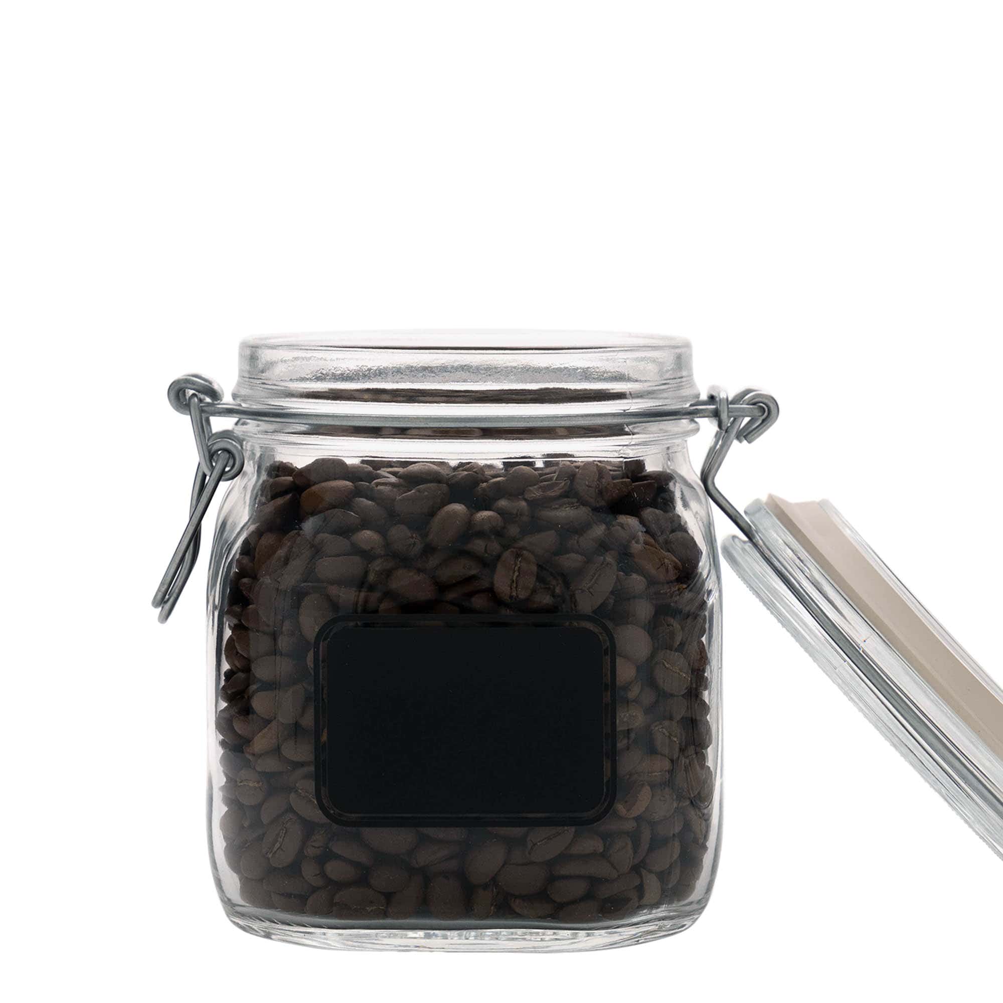 Pot met beugelsluiting 'Fido', 750 ml, motief: etiketveld, vierkant, monding: beugelsluiting Pot met beugelsluiting 'Fido', 750 ml, motief: etiketveld, vierkant, monding: beugelsluiting