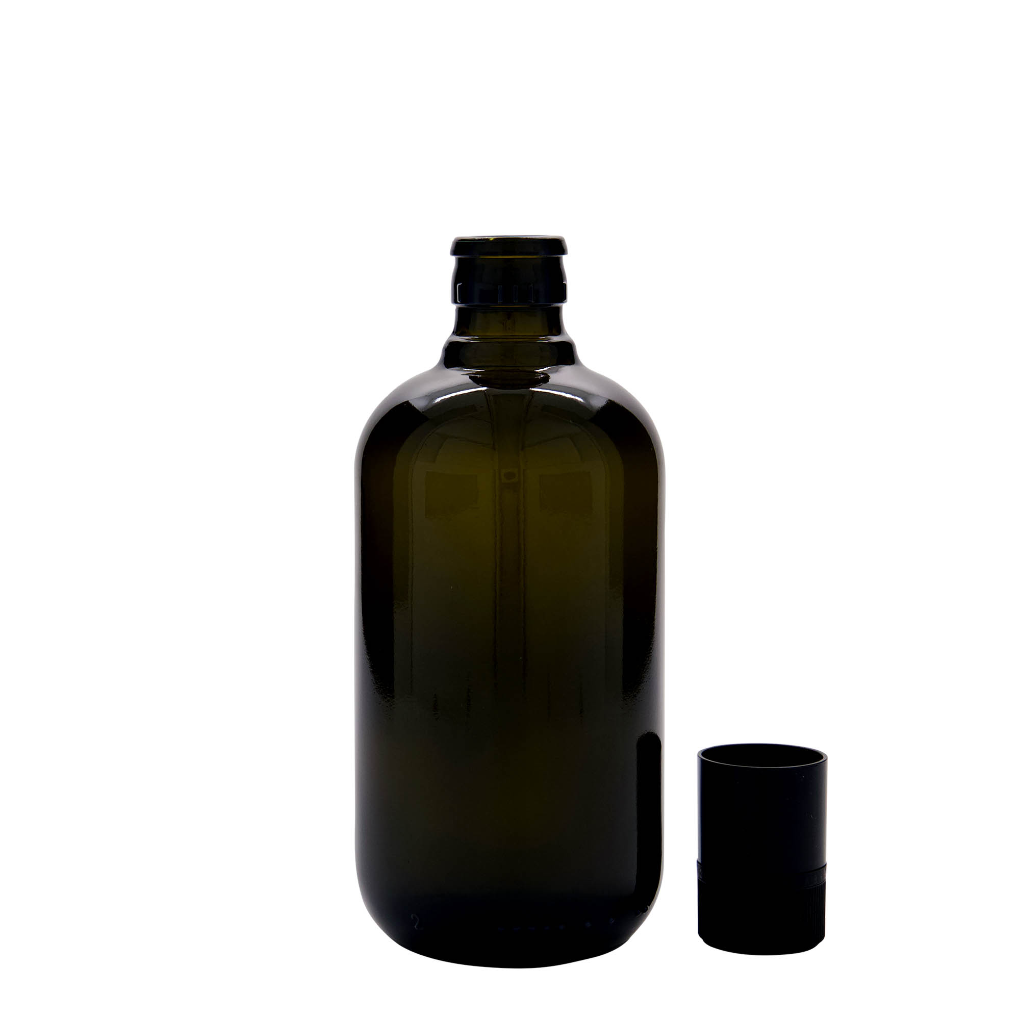 Bouteille de vinaigre / d’huile 500 ml 'Biolio', verre, vert antique, bouchage: DOP