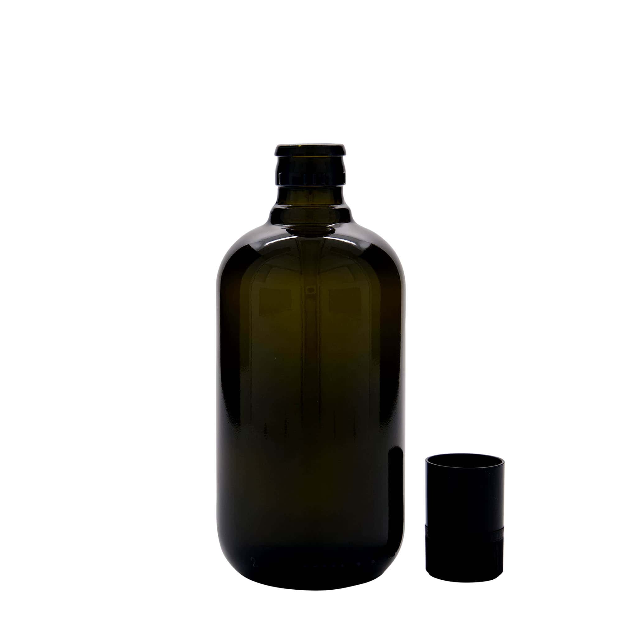 Bouteille de vinaigre / d’huile 500 ml 'Biolio', verre, vert antique, bouchage: DOP