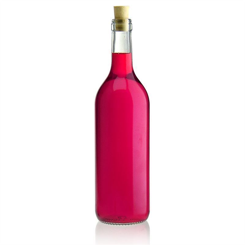 Glazen fles 'Bordeaux', 750 ml, monding: kurk Glazen fles 'Bordeaux', 750 ml, monding: kurk