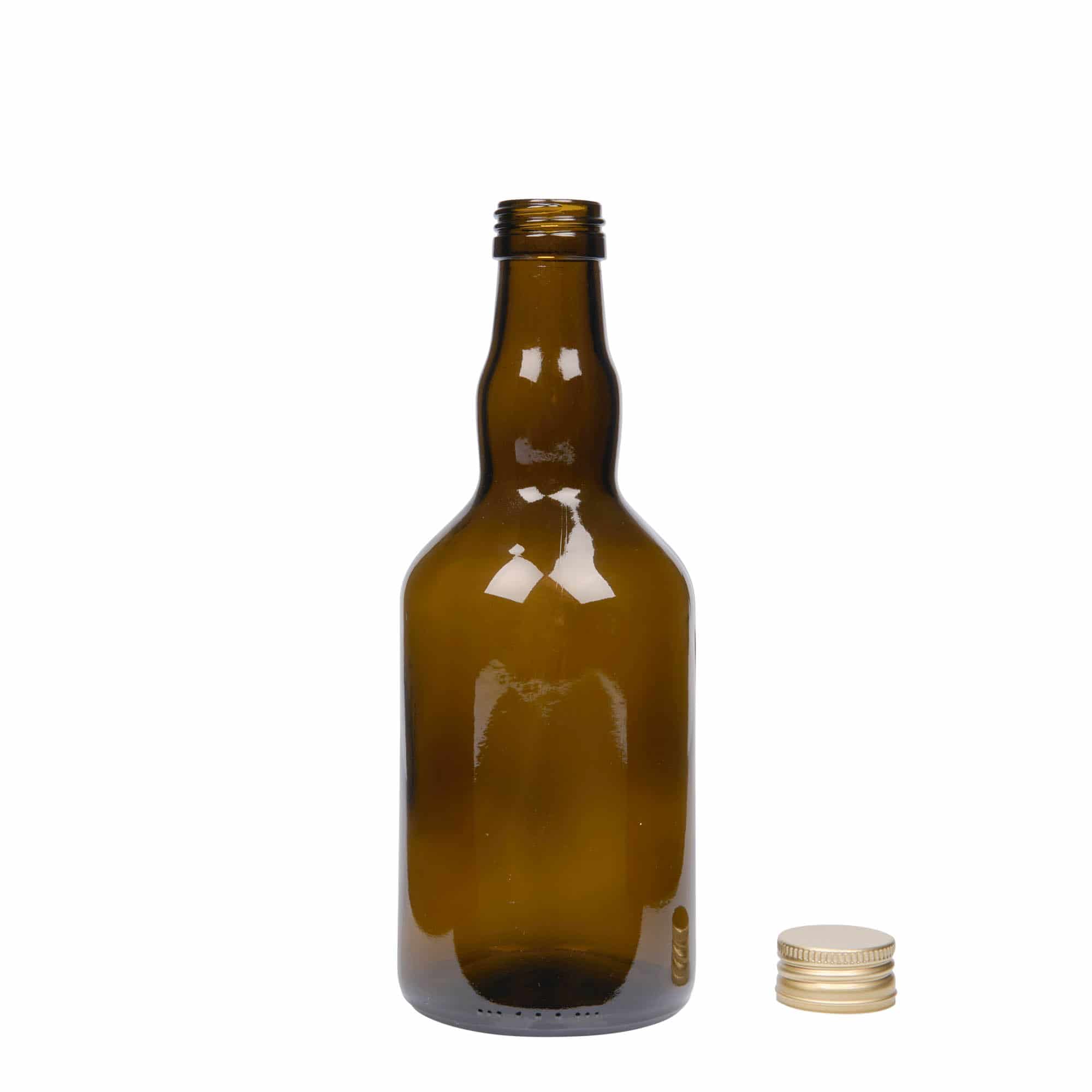 Glazen fles 'Olona', 500 ml, antiekgroen, monding: PP 31,5