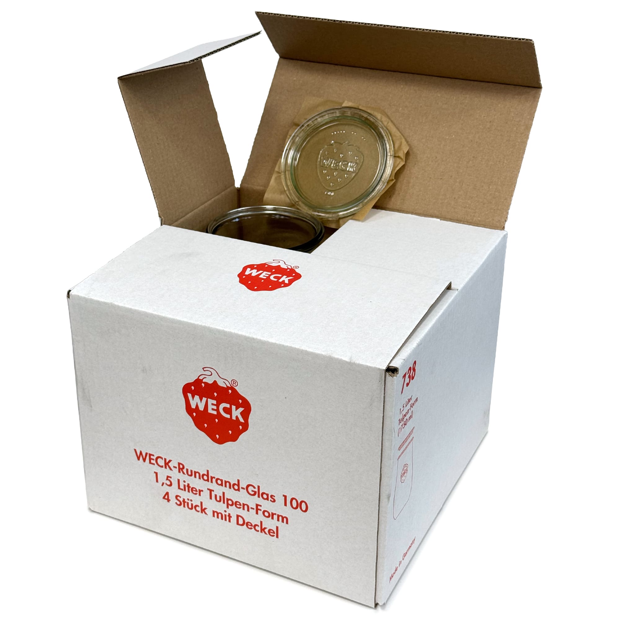 4x 1750 ml WECK-tulpenpot met glazen deksel RR 100