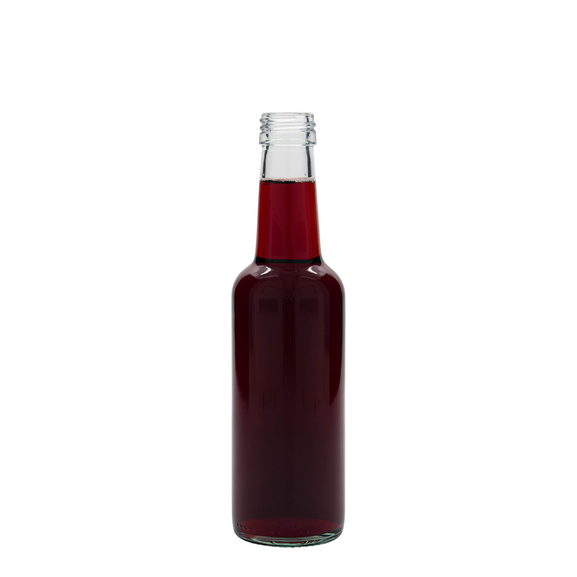 Glazen fles met rechte hals, 250 ml, monding: PP 28 Glazen fles met rechte hals, 250 ml, monding: PP 28