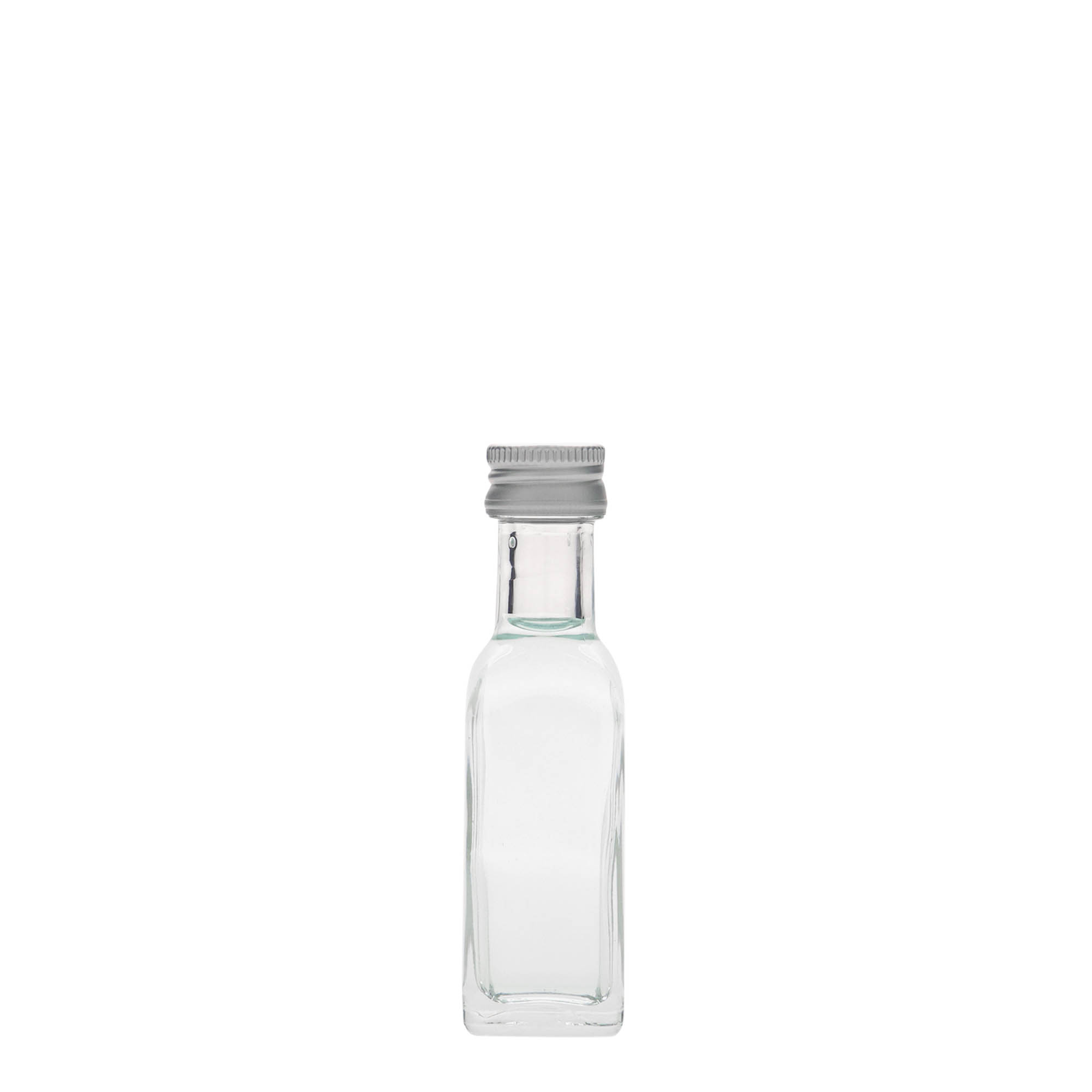 Bouteille en verre 20 ml 'Marasca', carrée, bouchage: PP 18 Bouteille en verre 20 ml 'Marasca', carrée, bouchage: PP 18