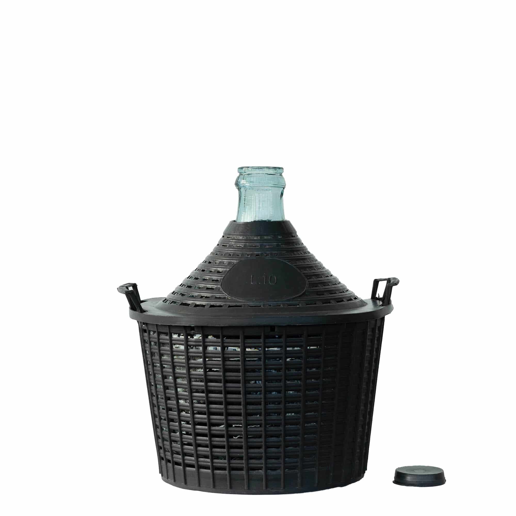 Ballonfles smalle hals, 10 l, glas, monding: stulpdeksel