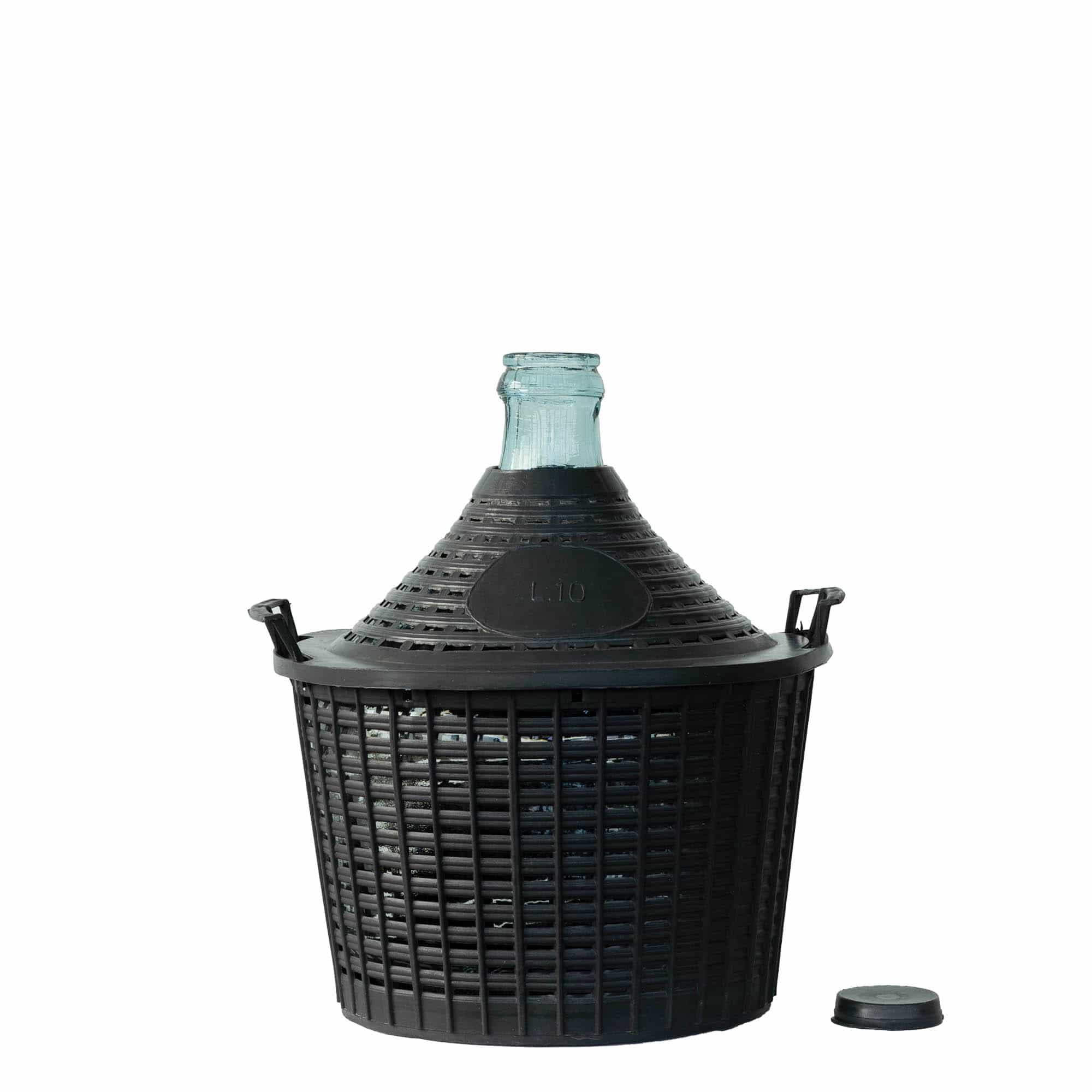 Dame-jeanne 10 l à col étroit, verre, bouchage: couvercle cloche