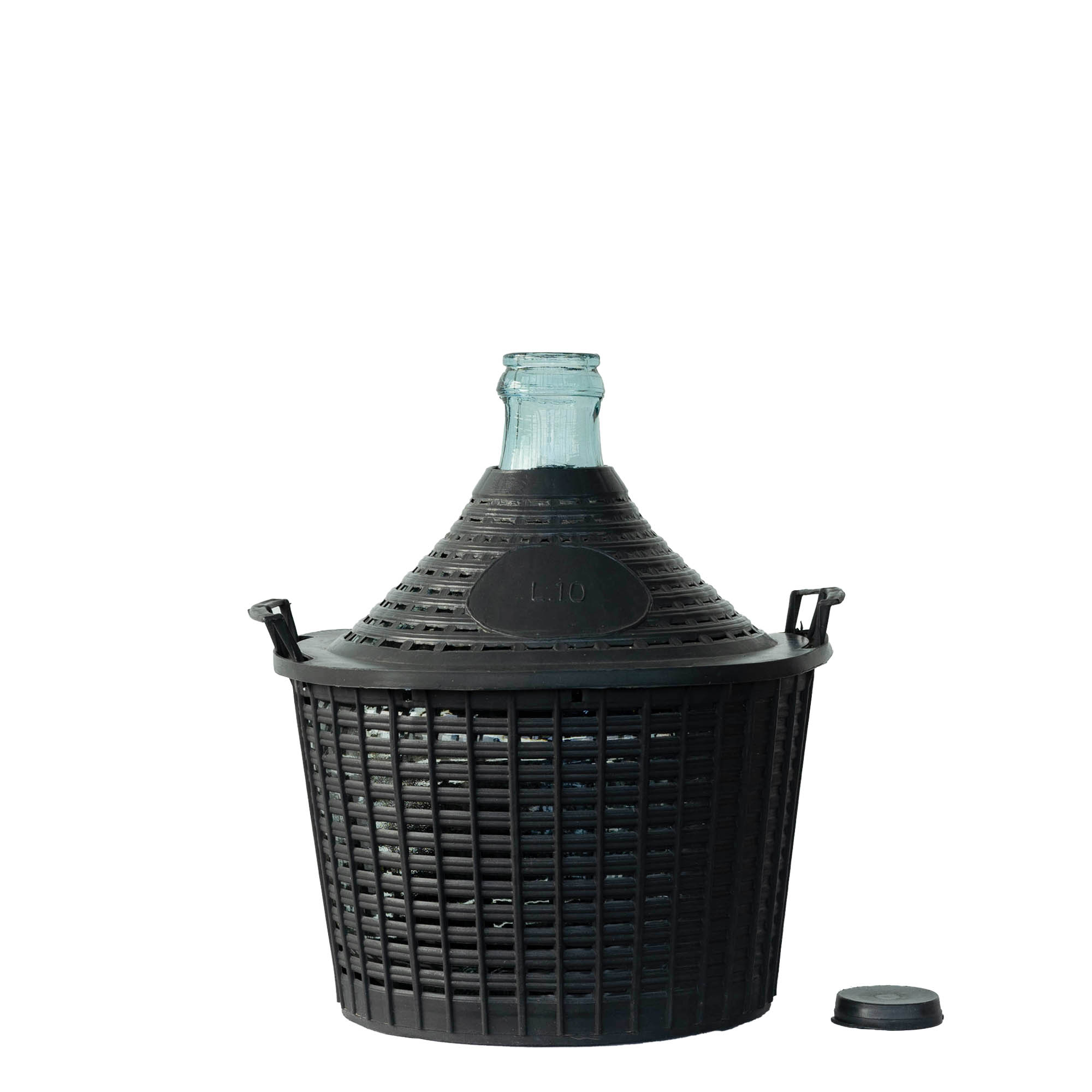 Dame-jeanne 10 l à col étroit, verre, bouchage: couvercle cloche