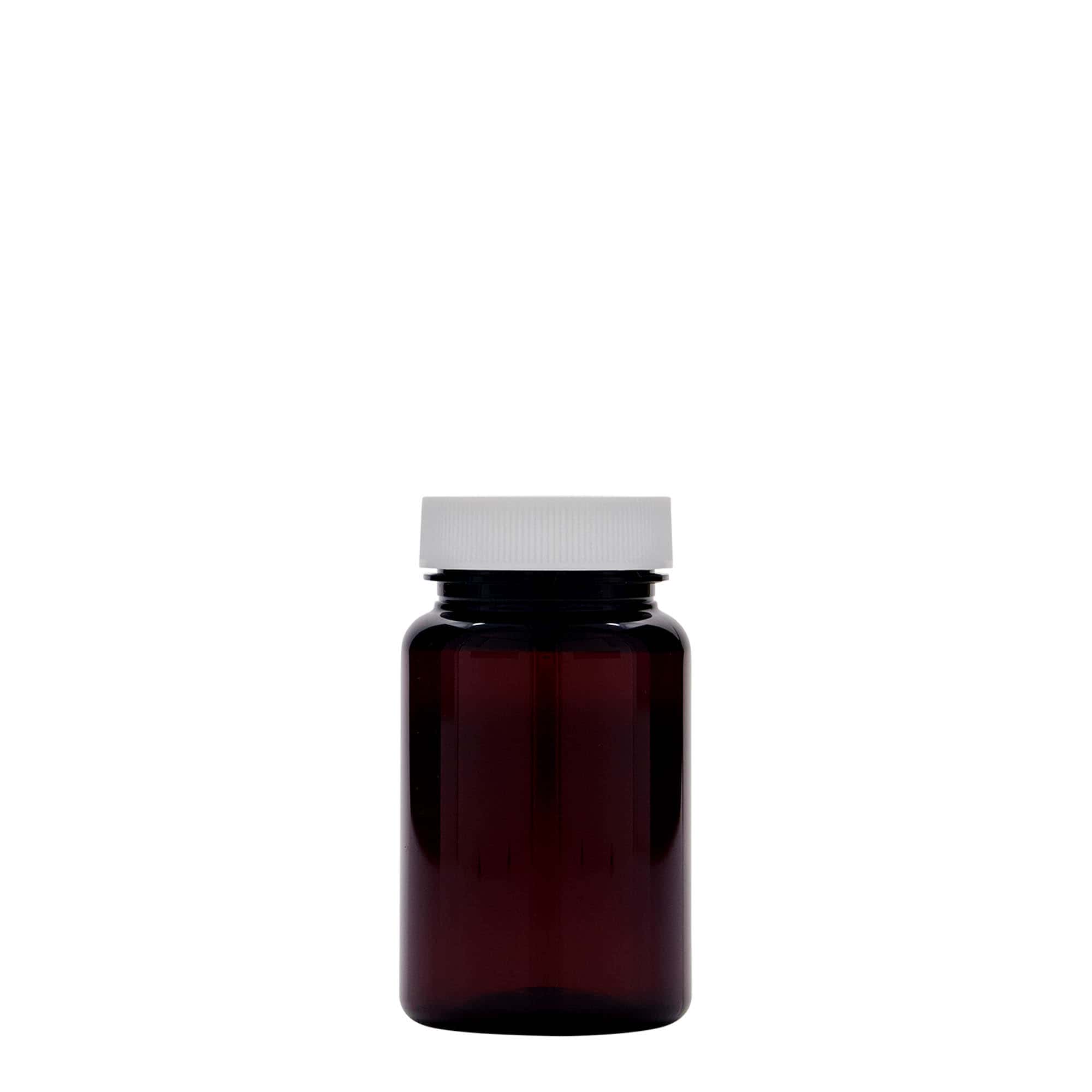 Pet-medicijnpotje, 75 ml, kunststof, bruin, monding: 38/400