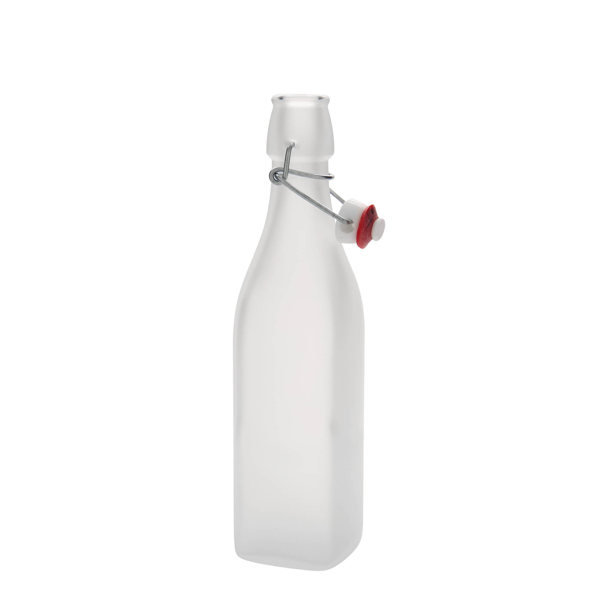 Bouteille en verre 500 ml 'Swing', carrée, blanche, bouchage: bouchon mécanique Bouteille en verre 500 ml 'Swing', carrée, blanche, bouchage: bouchon mécanique
