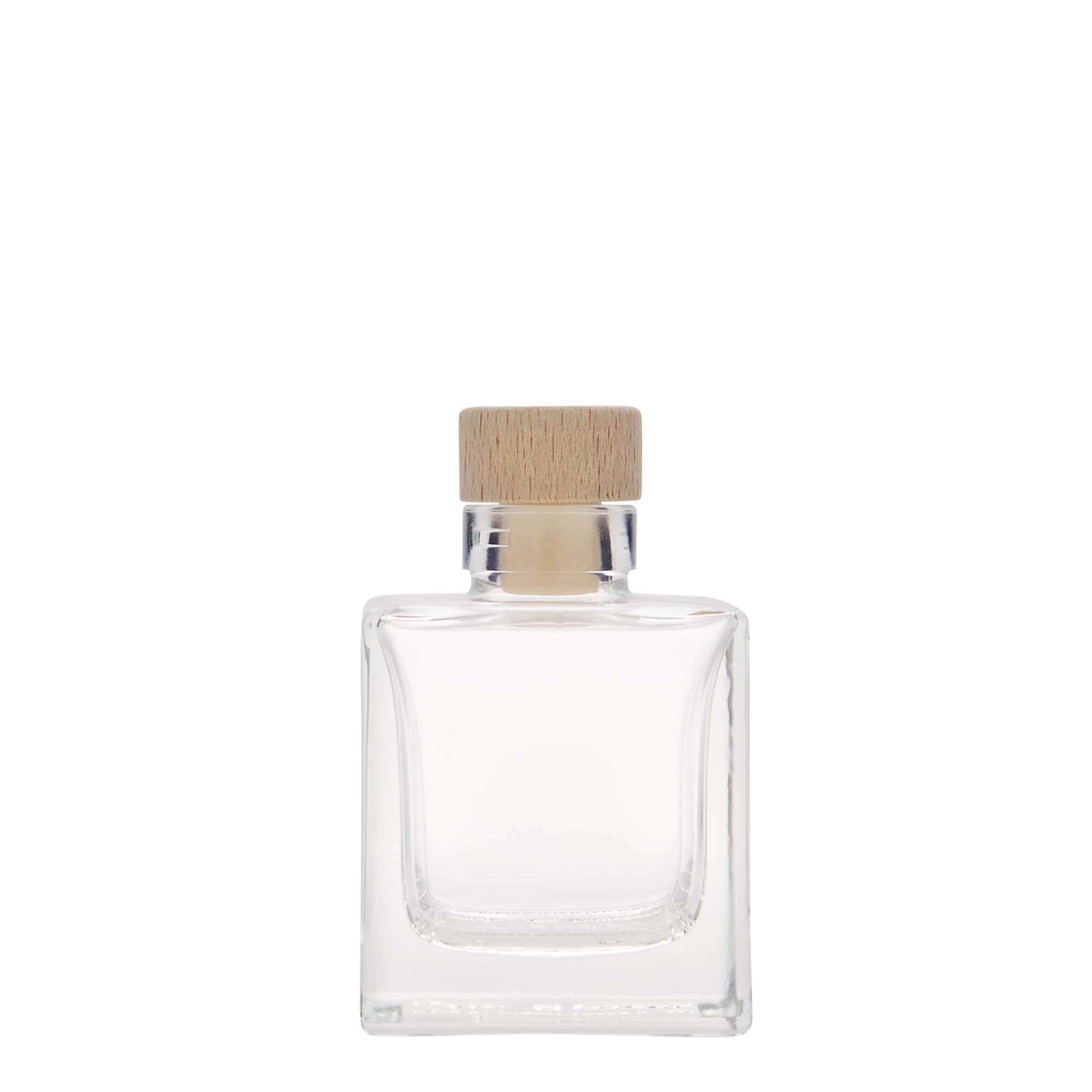 Bouteille en verre 100 ml 'Cube', carrée, bouchage: bouchon